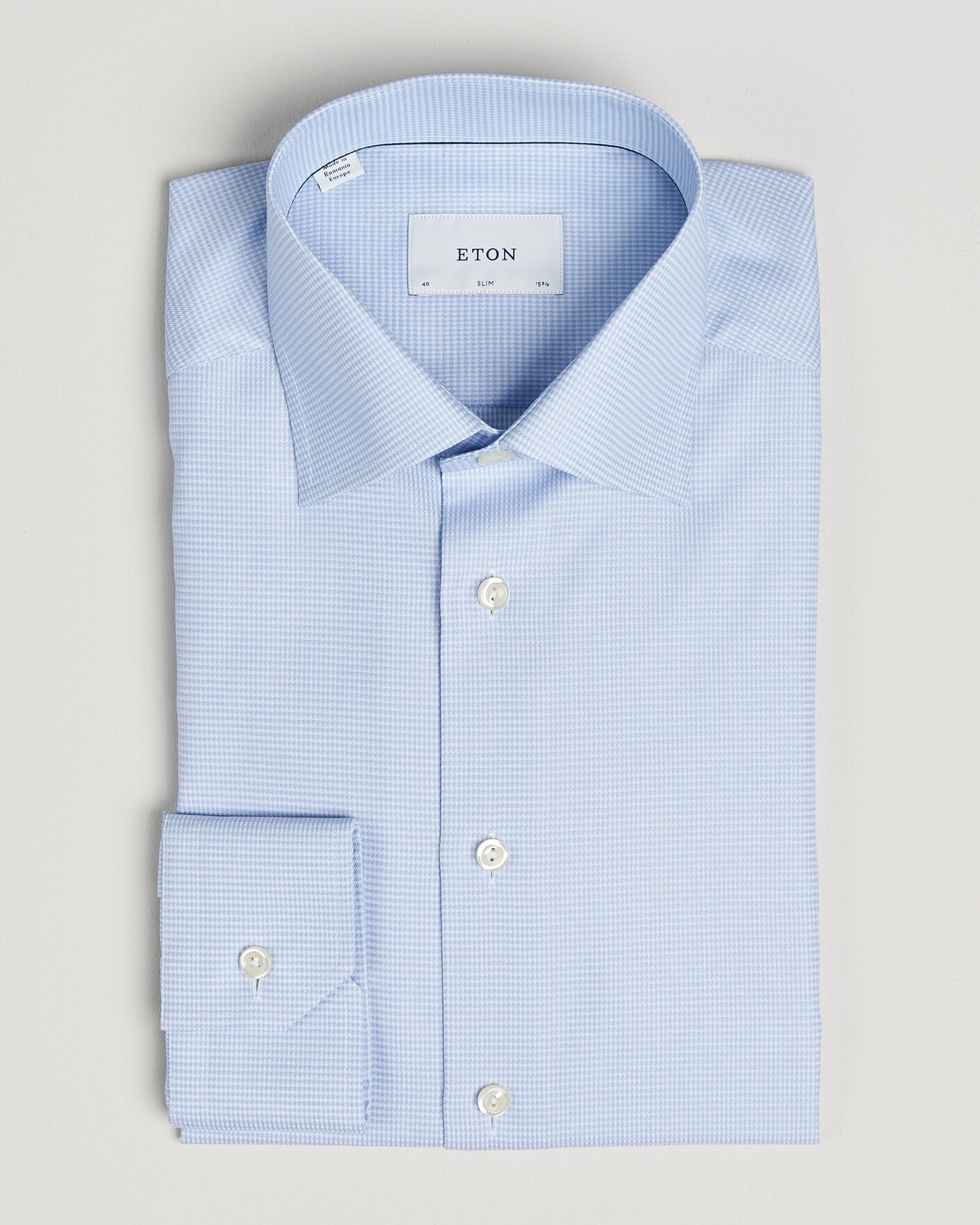 Uomini | Camicie | Eton | Slim Fit Signature Twill Houndstooth Shirt Light Blue