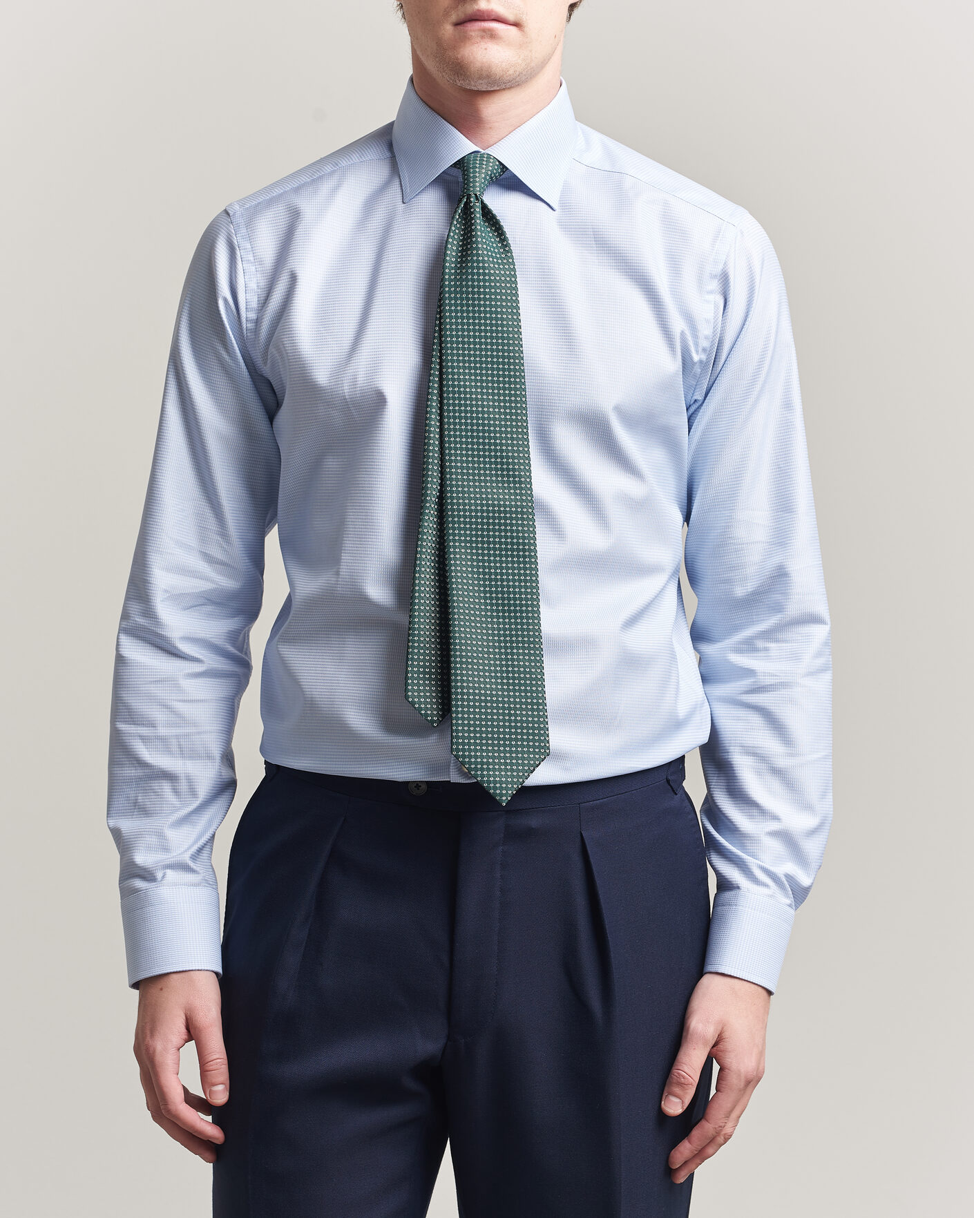 Uomini | Camicie | Eton | Slim Fit Signature Twill Houndstooth Shirt Light Blue