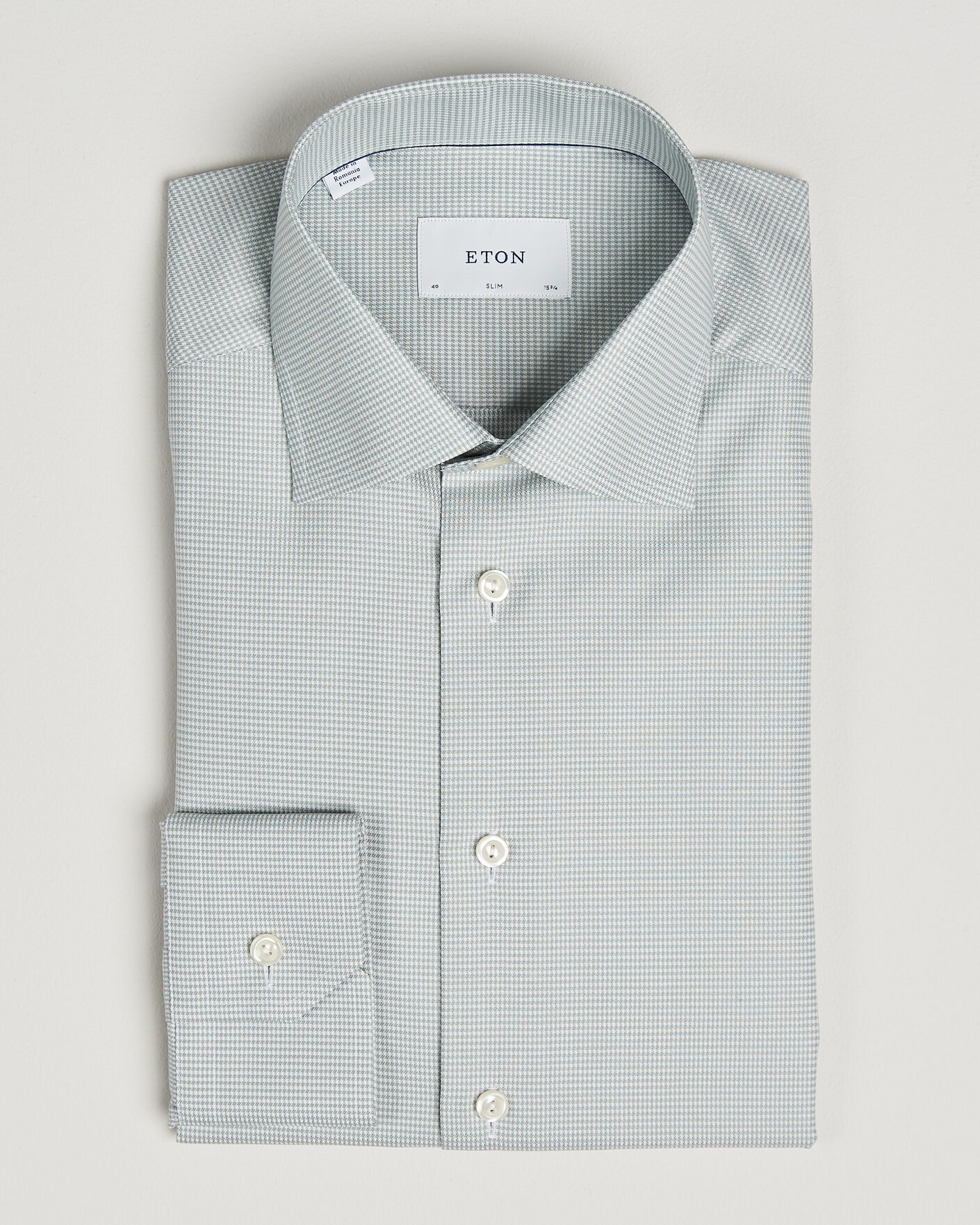 Uomini | Camicie | Eton | Slim Fit Signature Twill Houndstooth Shirt Light Green