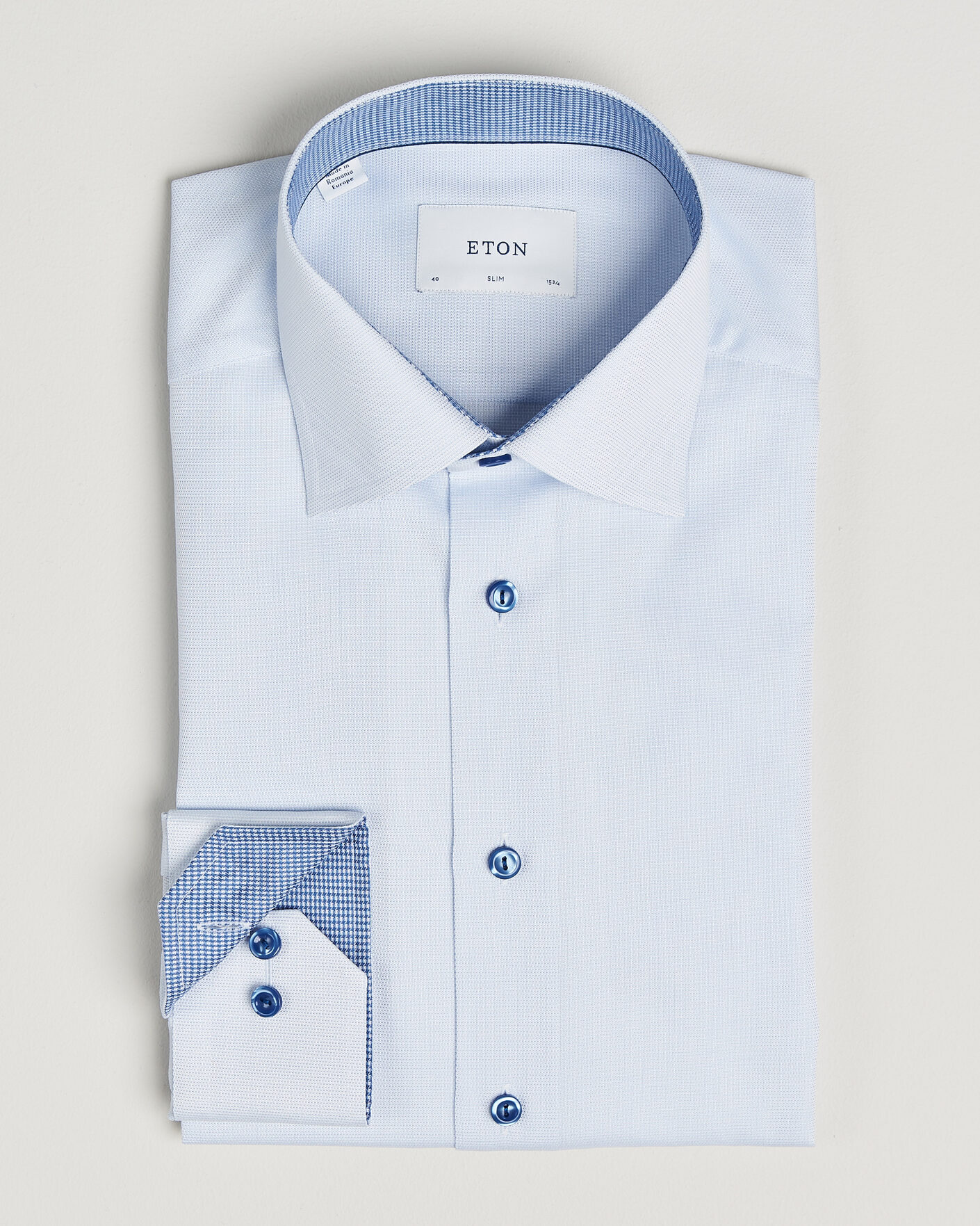 Uomini | Camicie | Eton | Slim Fit Signature Twill Contrast Shirt Light Blue