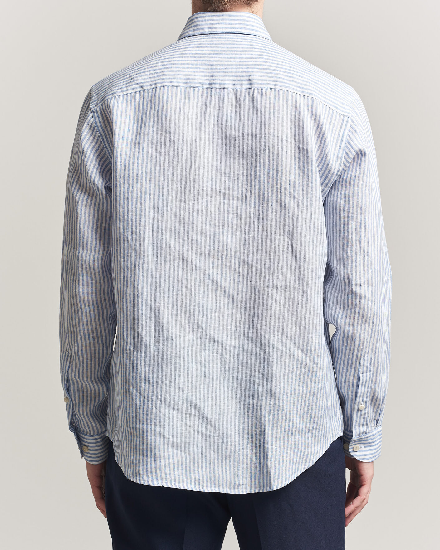 Uomini | Camicie | Eton | Casual Fit Striped Linen Shirt Light Blue