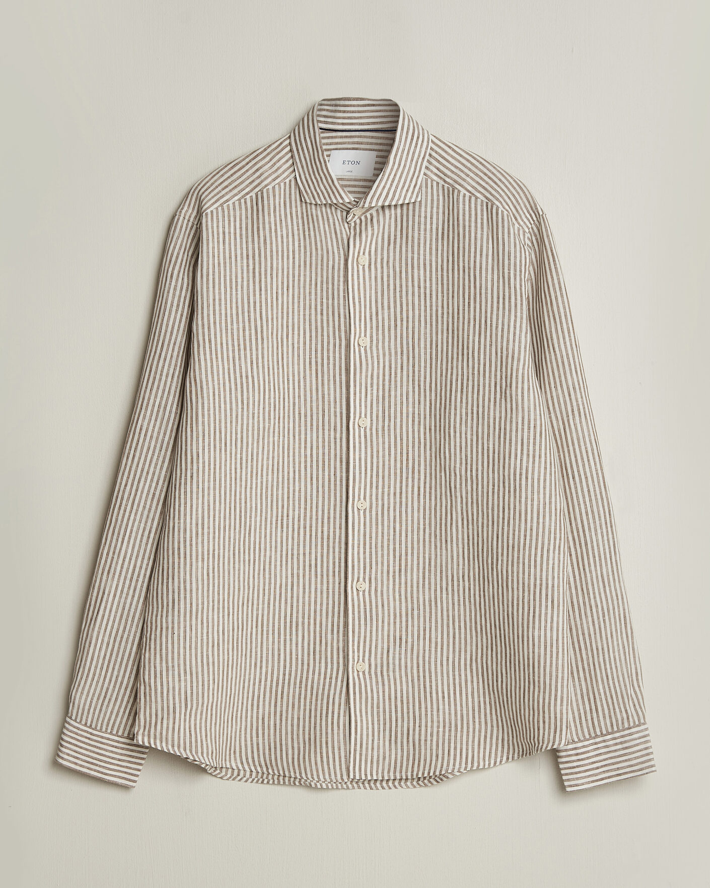 Uomini | Camicie | Eton | Casual Fit Striped Linen Shirt Beige