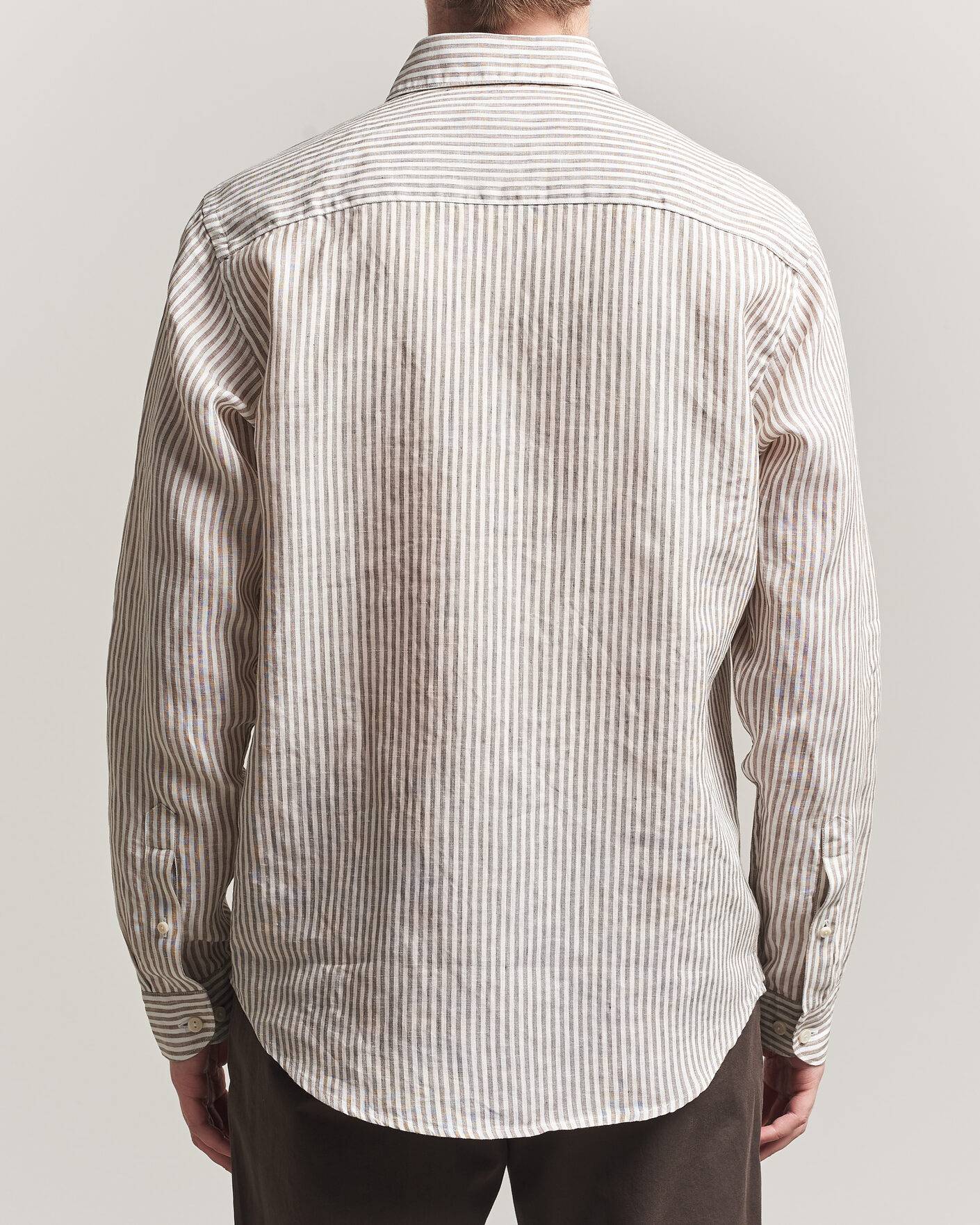 Uomini | Camicie | Eton | Casual Fit Striped Linen Shirt Beige