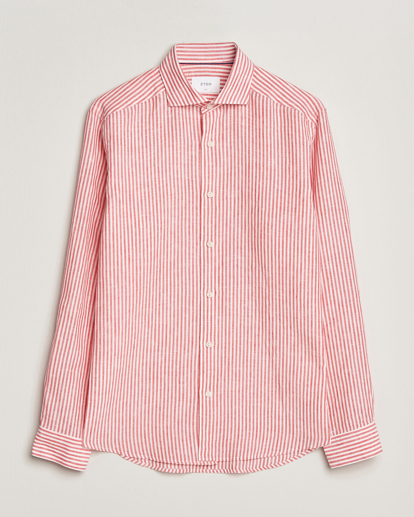 Uomini | Camicie | Eton | Casual Fit Striped Linen Shirt Red