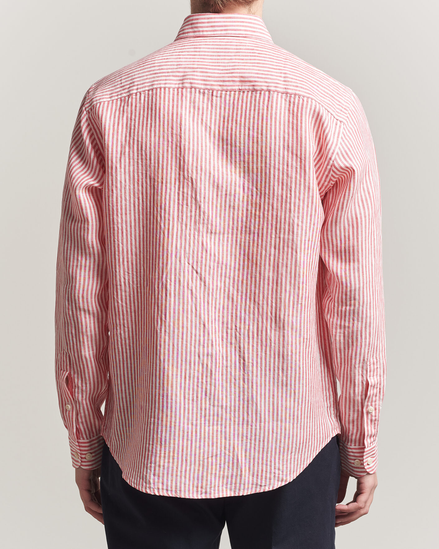 Uomini | Camicie | Eton | Casual Fit Striped Linen Shirt Red