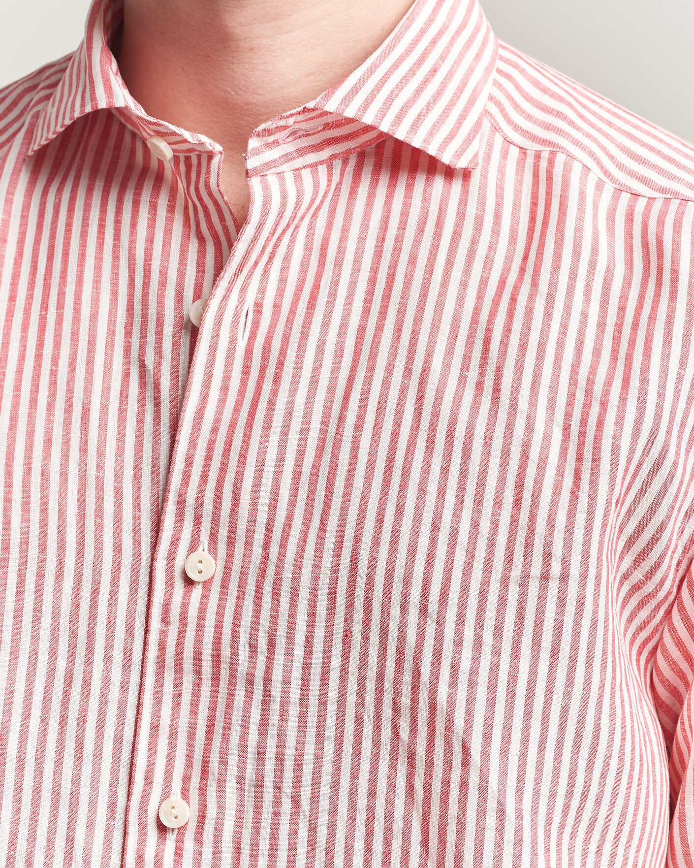 Uomini | Camicie | Eton | Casual Fit Striped Linen Shirt Red