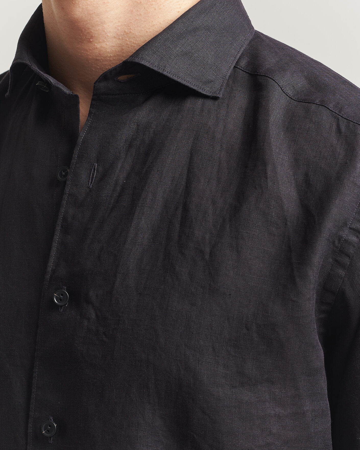 Uomini | Camicie | Eton | Casual Fit Linen Shirt Black