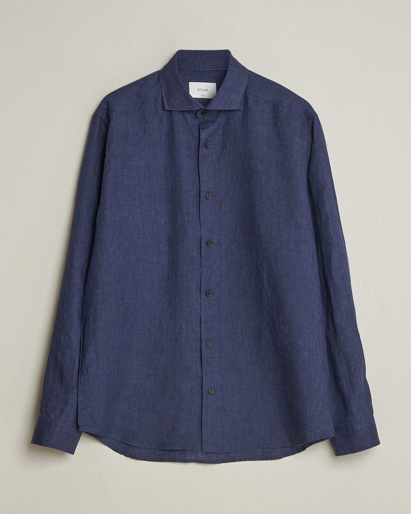 Uomini | Camicie | Eton | Casual Fit Linen Shirt Navy Blue