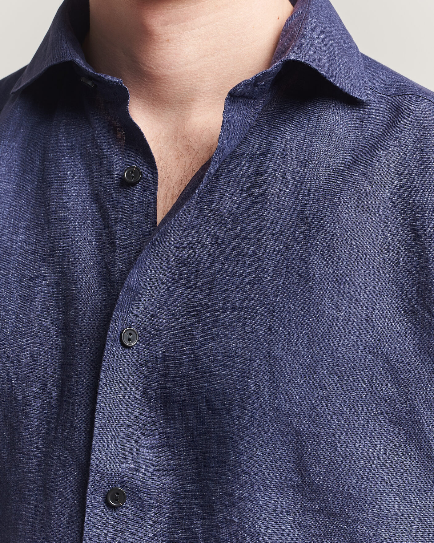 Uomini | Camicie | Eton | Casual Fit Linen Shirt Navy Blue