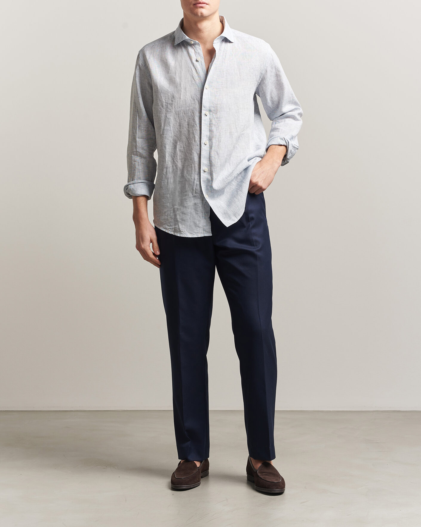 Uomini | Camicie | Eton | Casual Fit Linen Shirt Light Blue