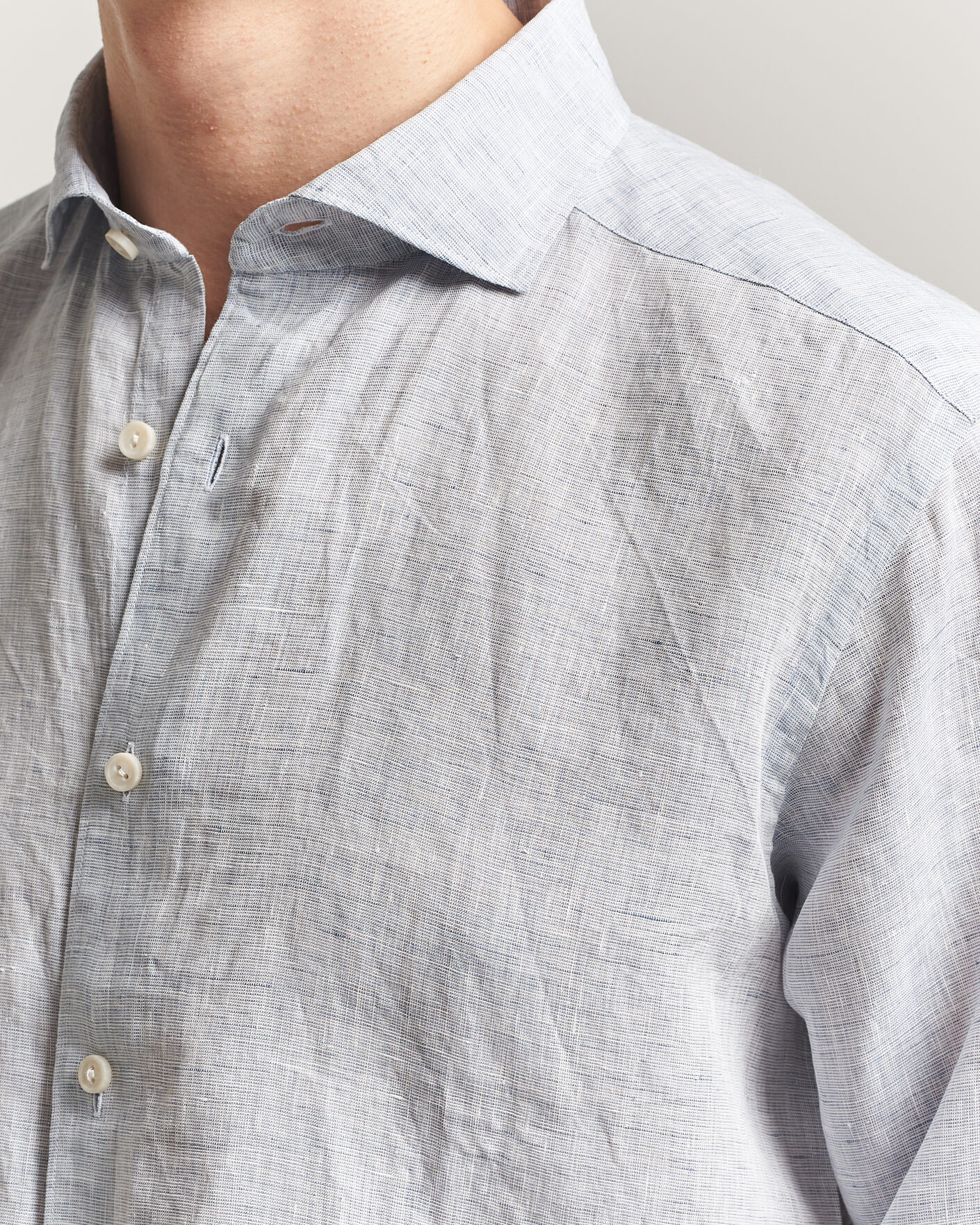 Uomini | Camicie | Eton | Casual Fit Linen Shirt Light Blue