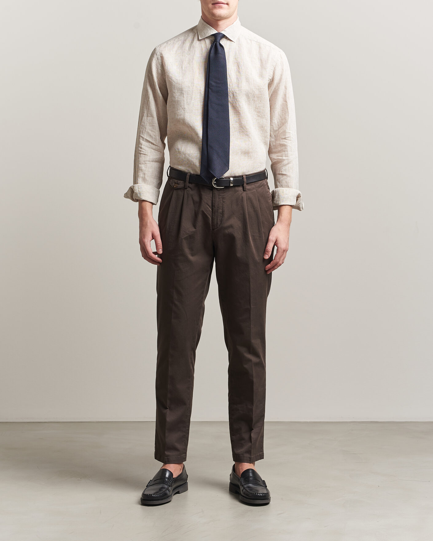 Uomini | Camicie | Eton | Casual Fit Linen Shirt Beige