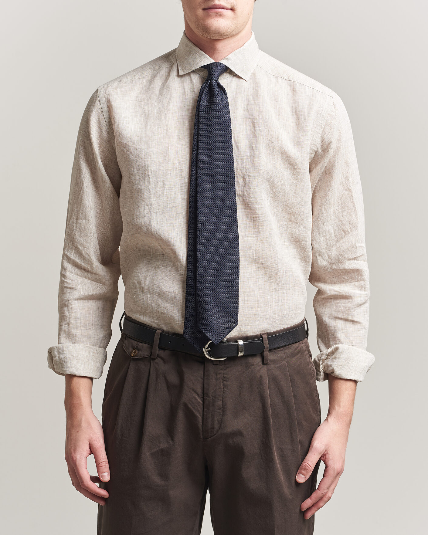 Uomini | Camicie | Eton | Casual Fit Linen Shirt Beige