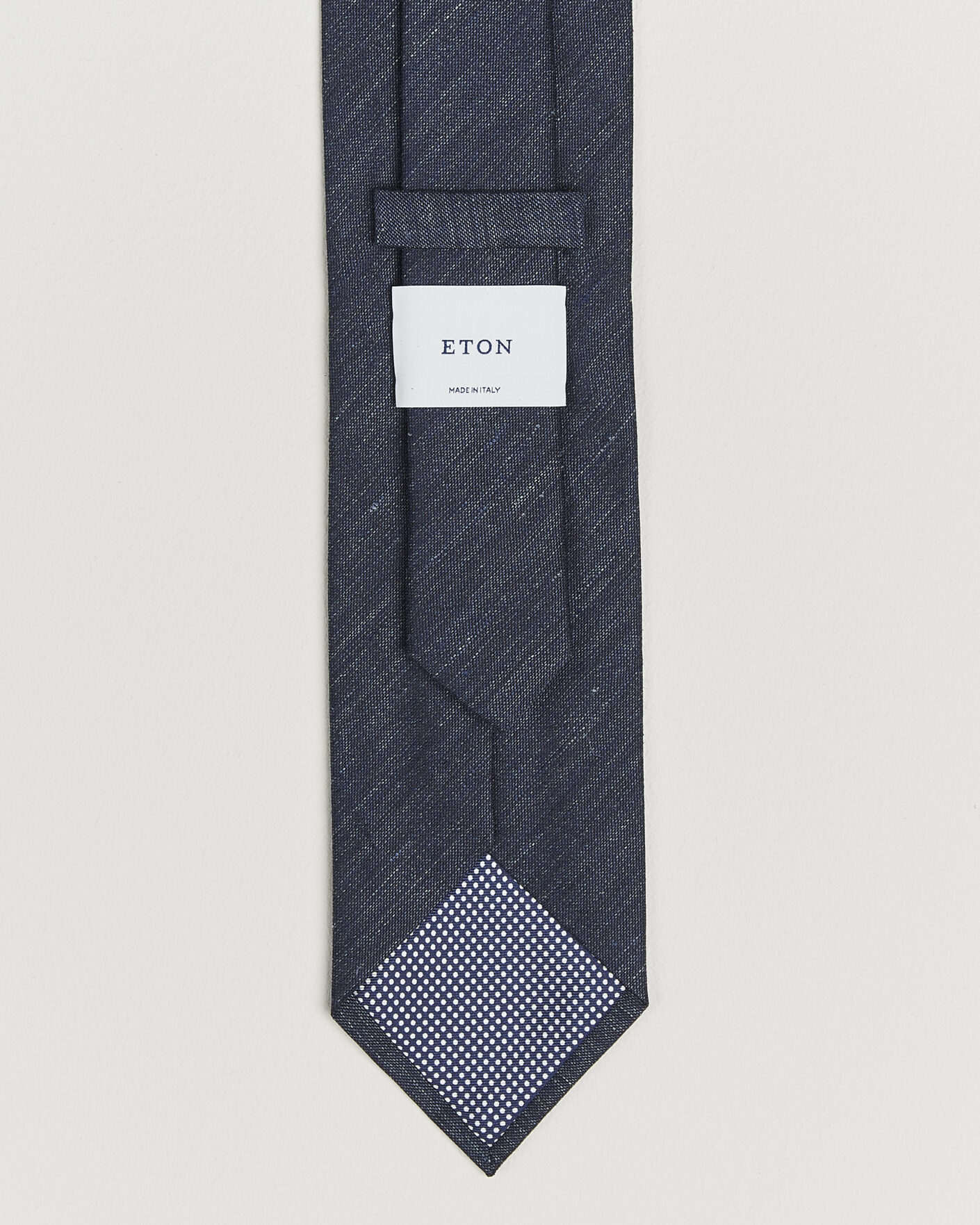 Uomini | Cravatte | Eton | Linen Silk Tie Navy Blue