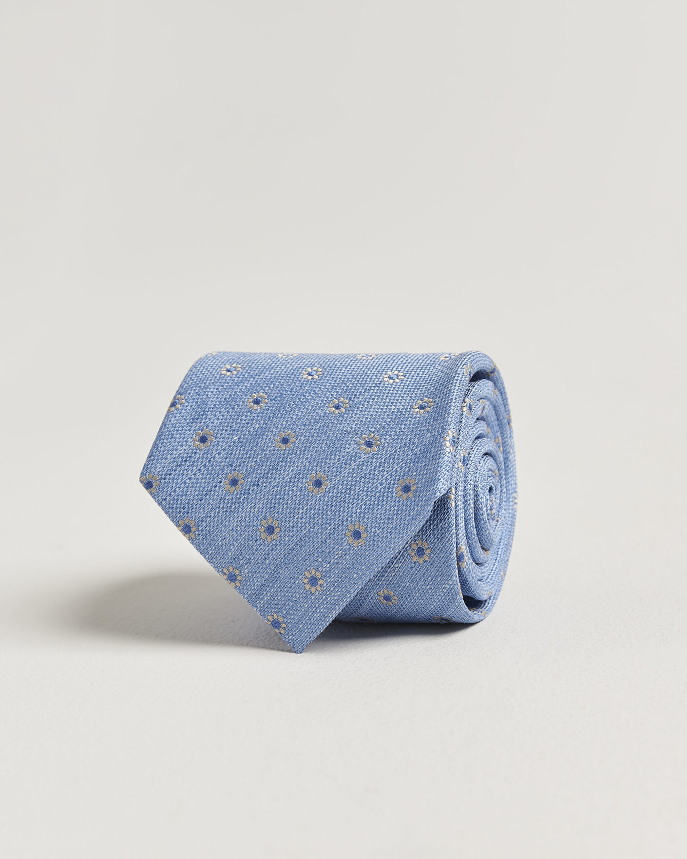 Uomini | Cravatte | Eton | Floral Linen Silk Tie Light Blue