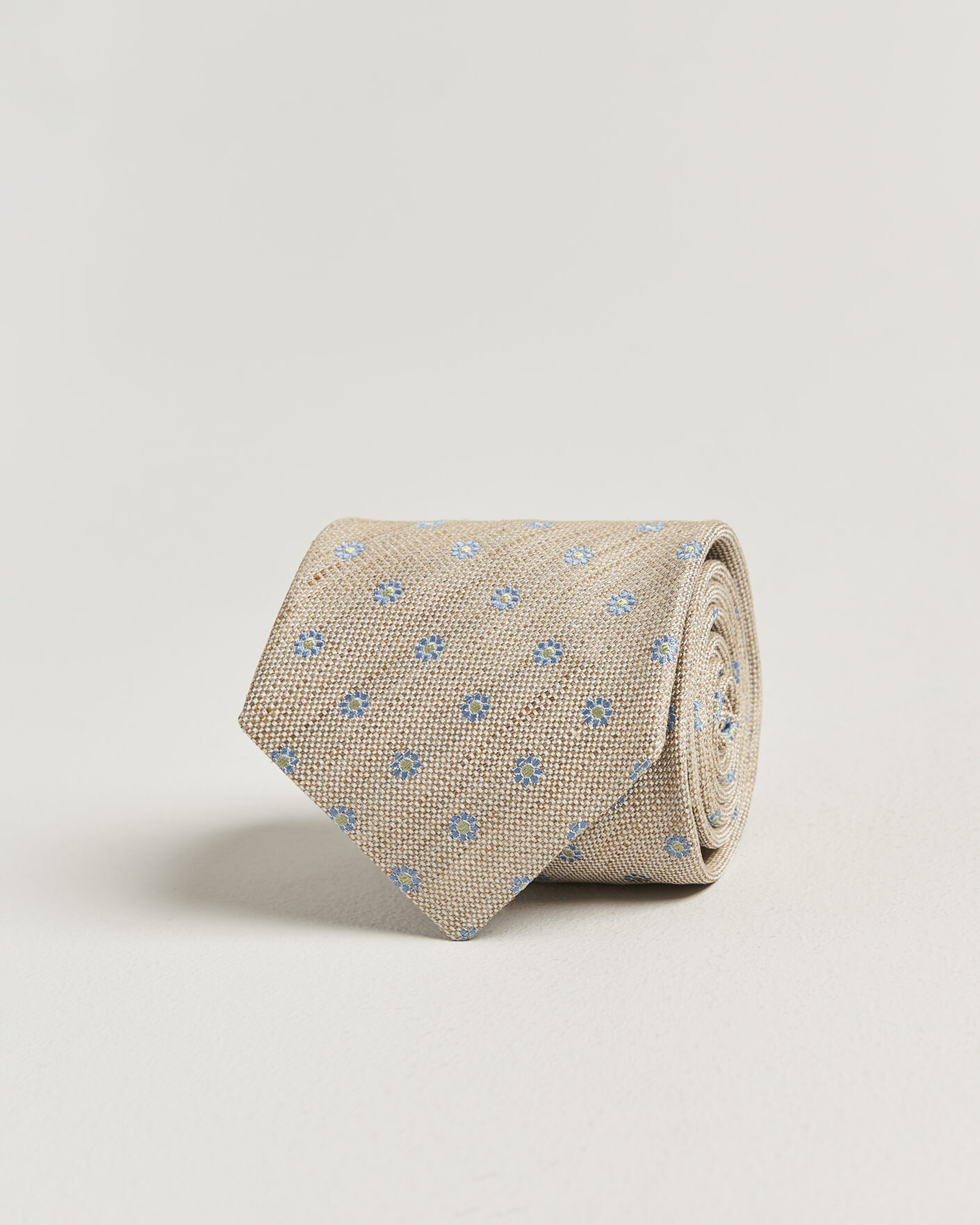 Uomini | Cravatte | Eton | Floral Linen Silk Tie Beige