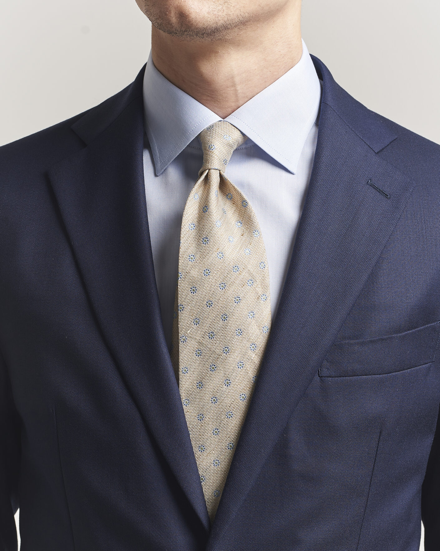 Uomini | Cravatte | Eton | Floral Linen Silk Tie Beige