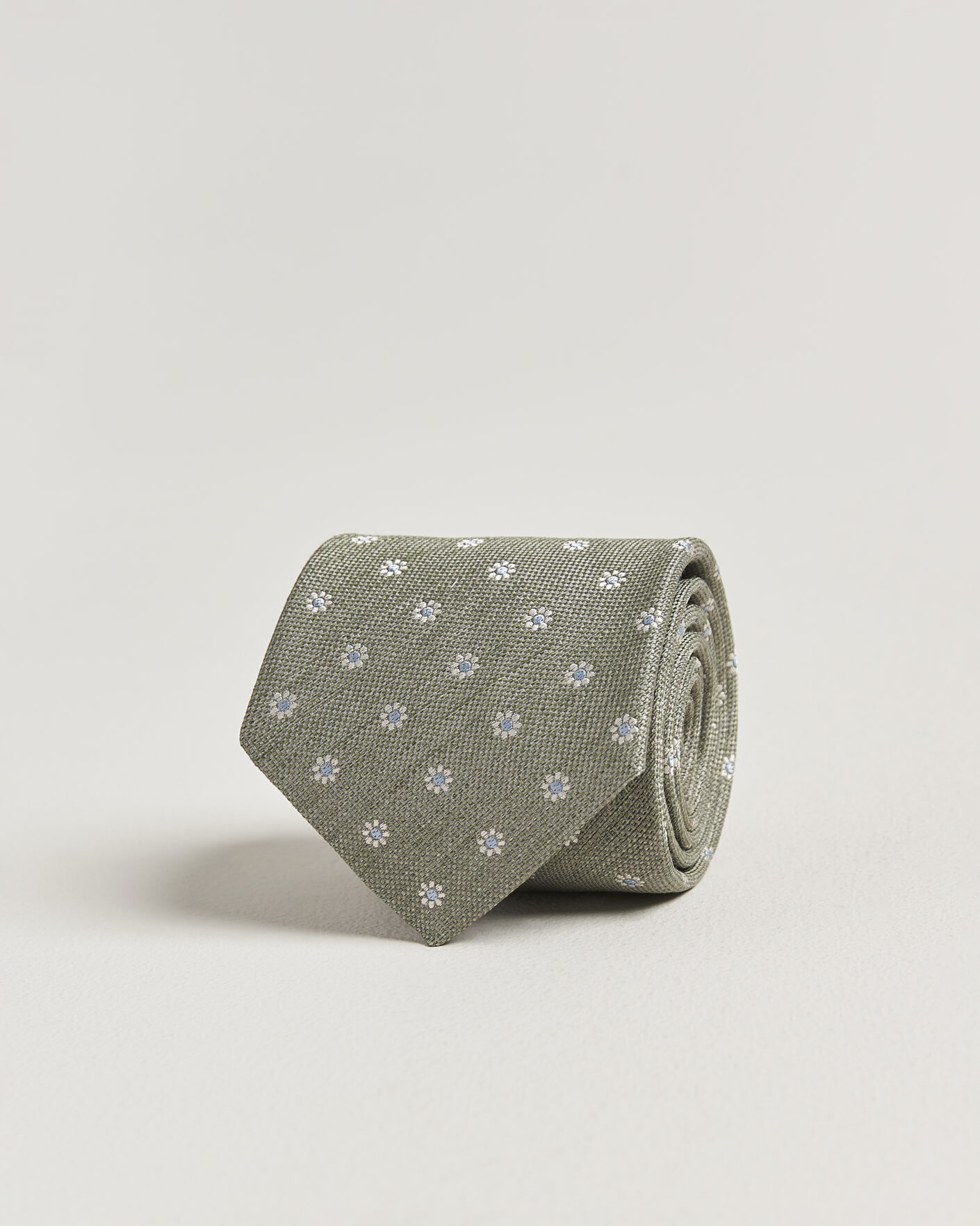 Uomini | Cravatte | Eton | Floral Linen Silk Tie Light Green