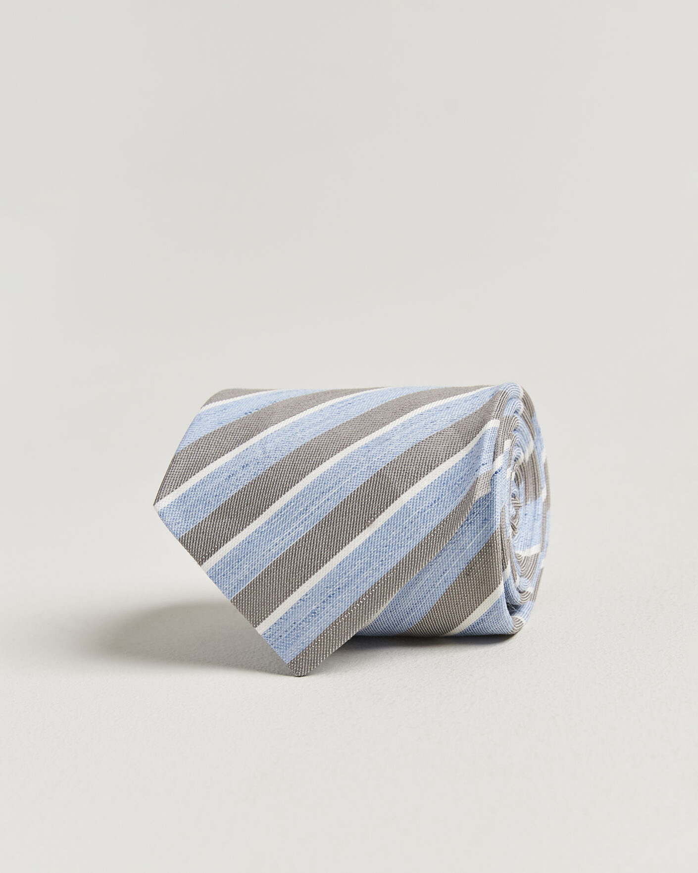 Uomini | Cravatte | Eton | Striped Linen Silk Tie Brown/Blue