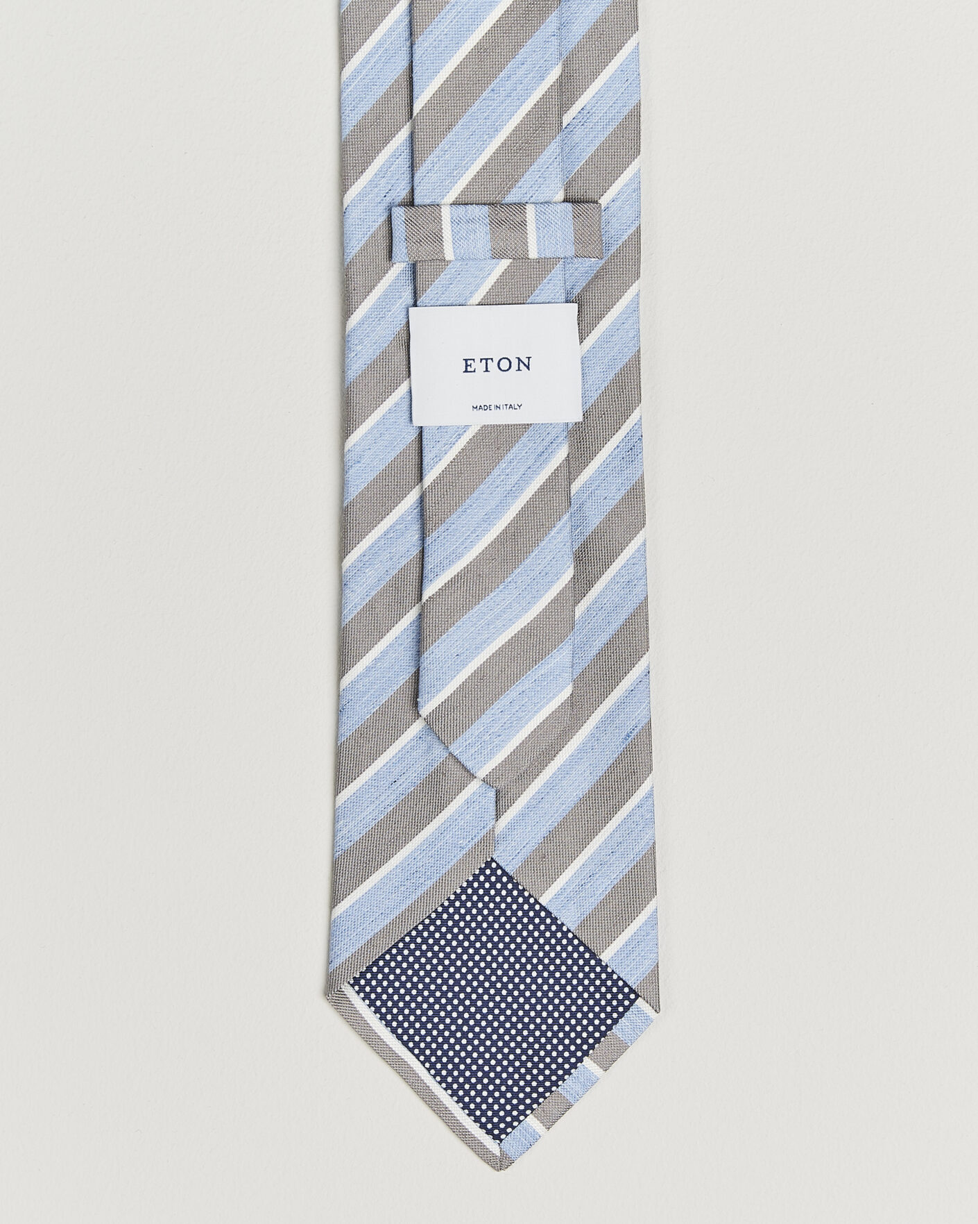 Uomini | Cravatte | Eton | Striped Linen Silk Tie Brown/Blue