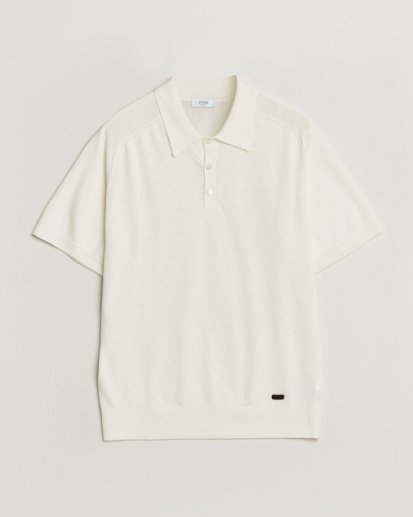 Uomini | Polo | Eton | Cotton Linen Fine Knit Polo White