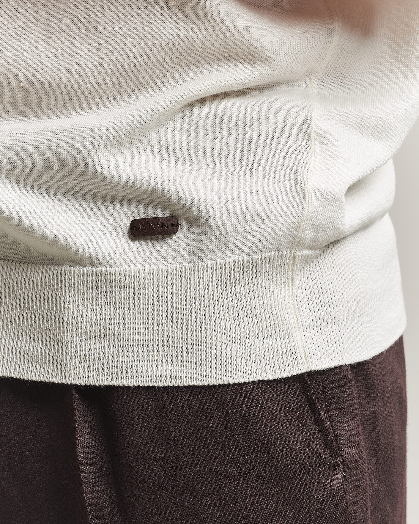 Uomini | Polo | Eton | Cotton Linen Fine Knit Polo White