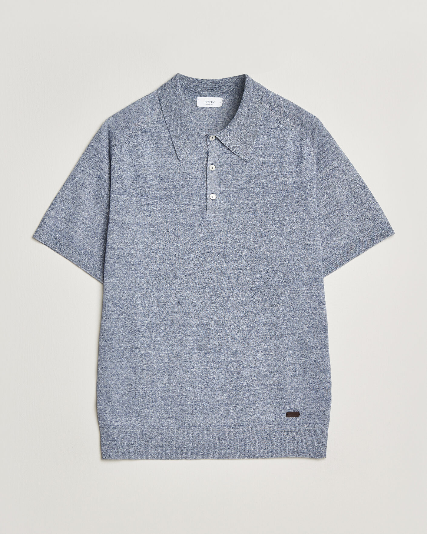 Uomini | Polo | Eton | Cotton Linen Fine Knit Polo Blue