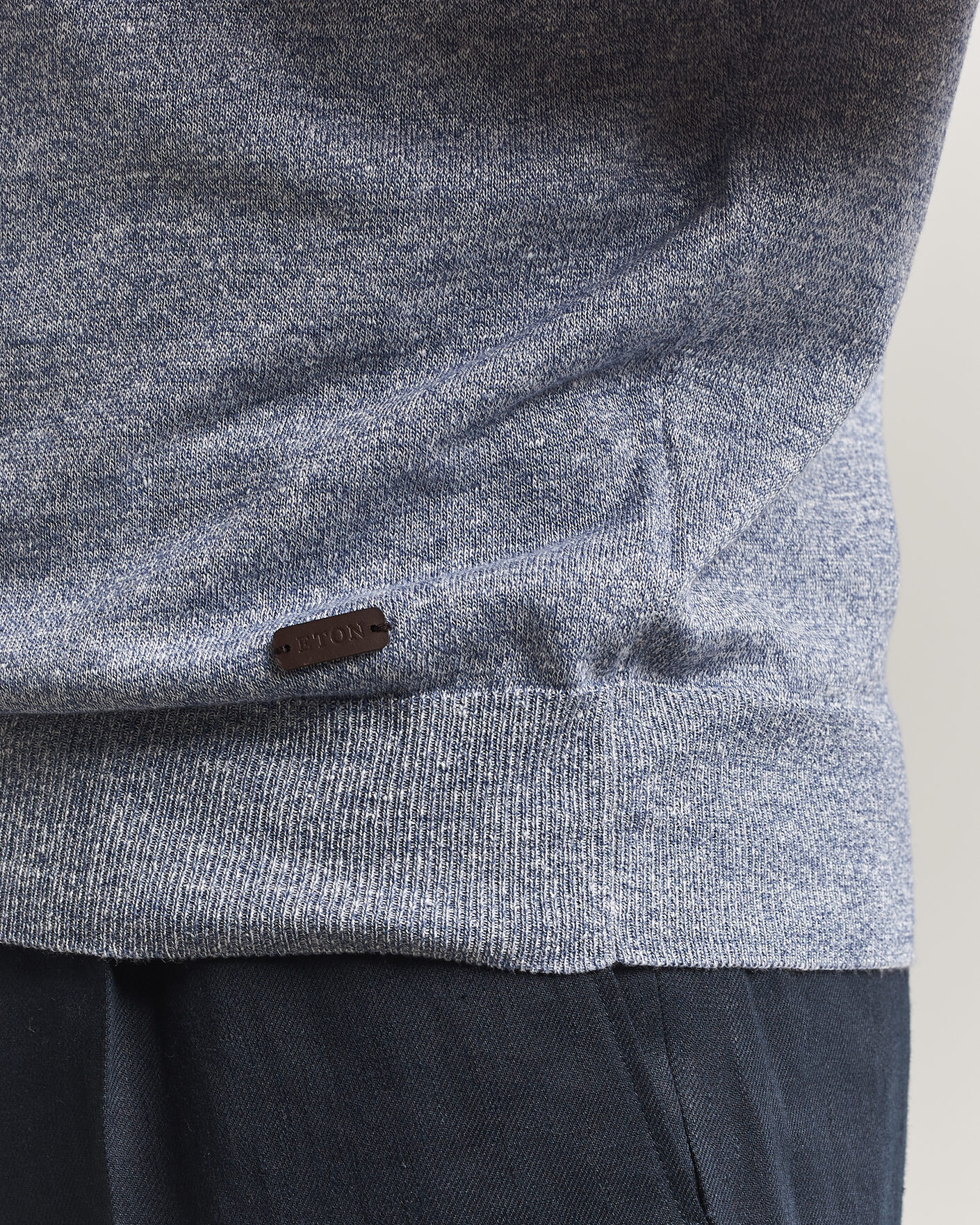Uomini | Polo | Eton | Cotton Linen Fine Knit Polo Blue