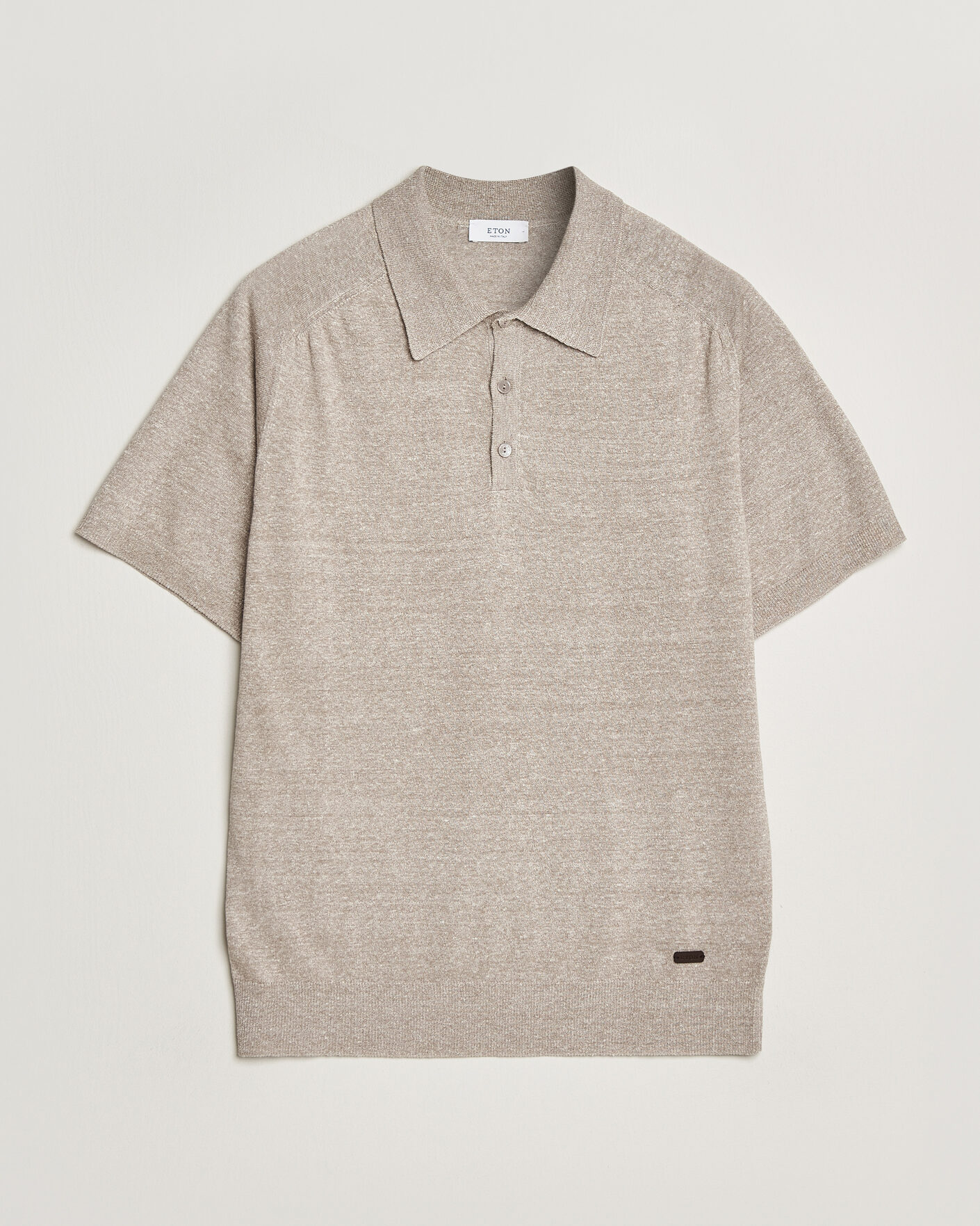 Uomini | Polo | Eton | Cotton Linen Fine Knit Polo Beige