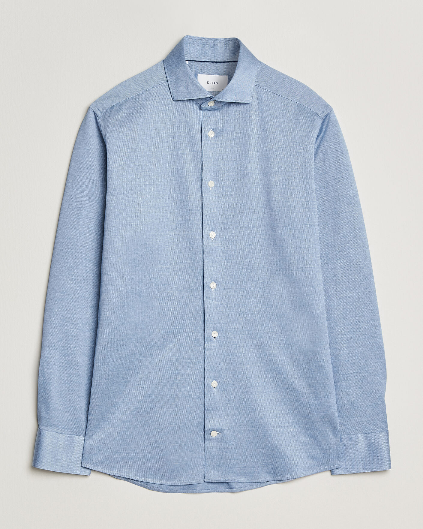 Uomini | Camicie | Eton | Filo di Scozia Knitted Shirt Light Blue