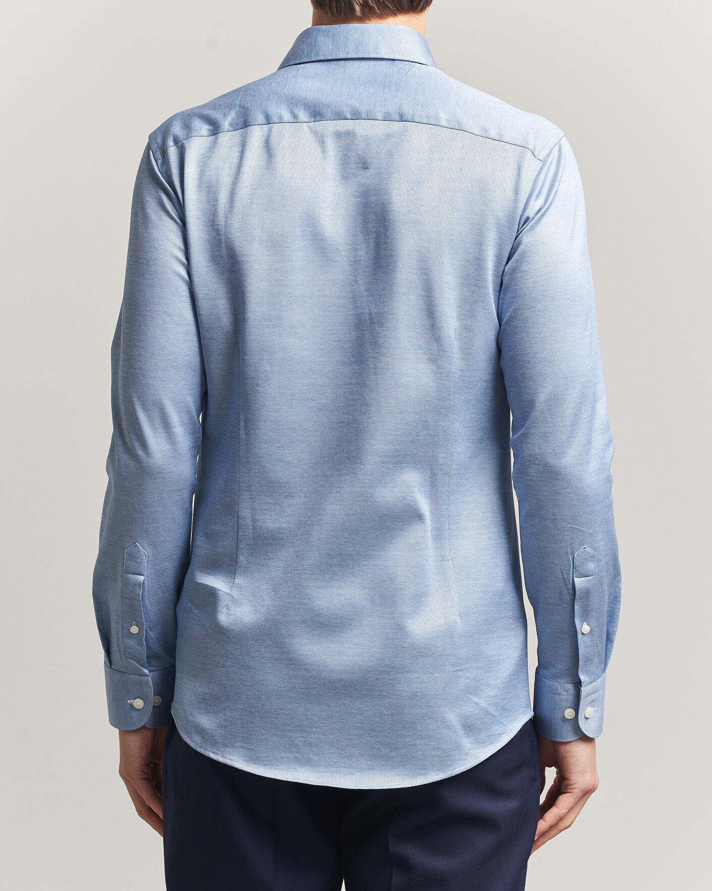 Uomini | Camicie | Eton | Filo di Scozia Knitted Shirt Light Blue