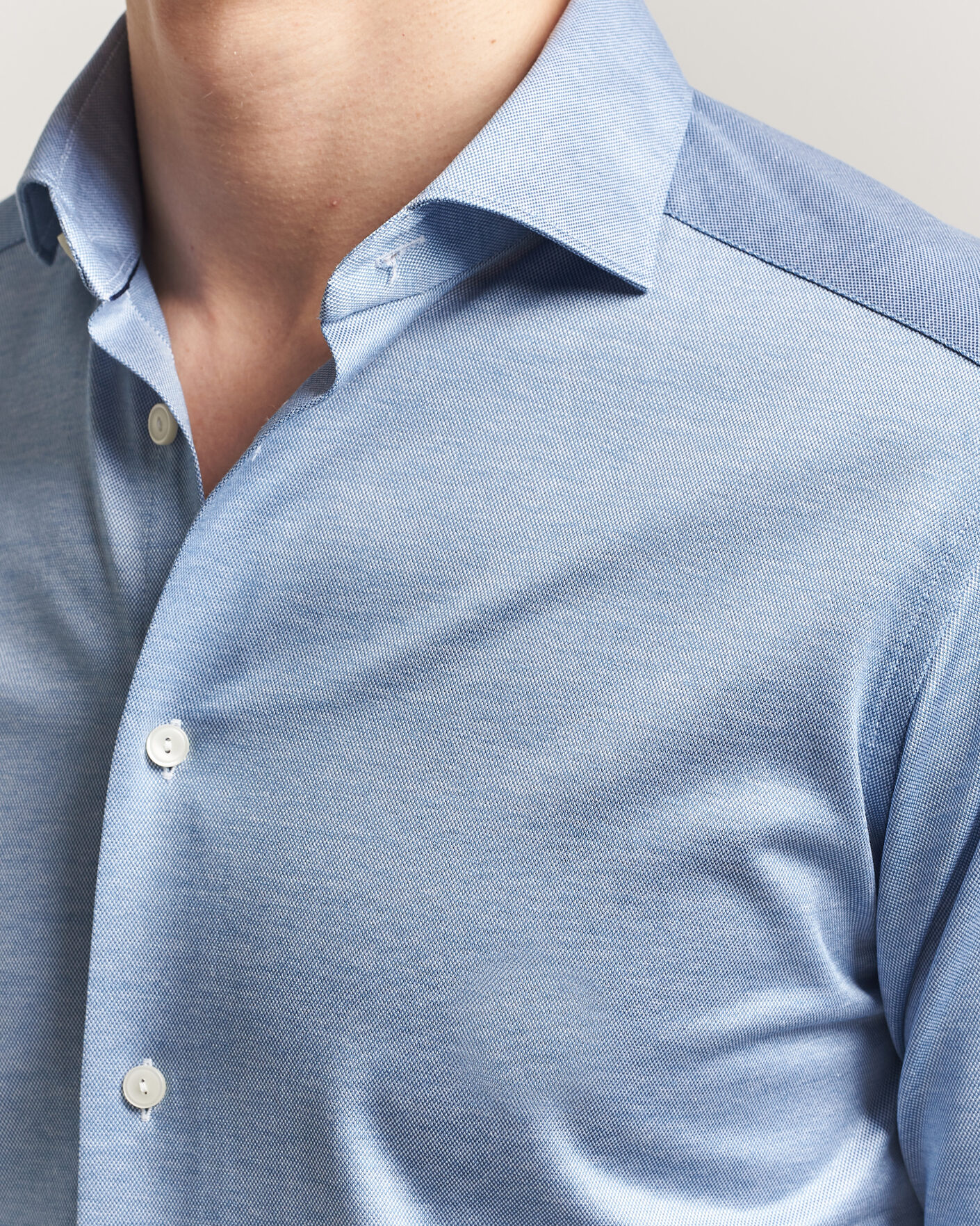 Uomini | Camicie | Eton | Filo di Scozia Knitted Shirt Light Blue
