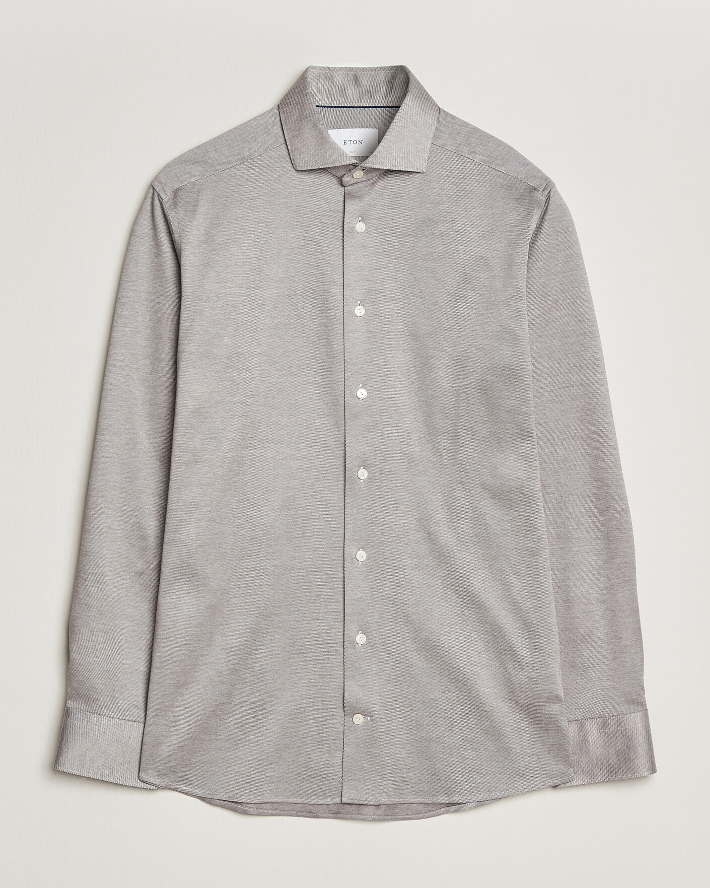 Uomini | Camicie | Eton | Filo di Scozia Knitted Shirt Brown