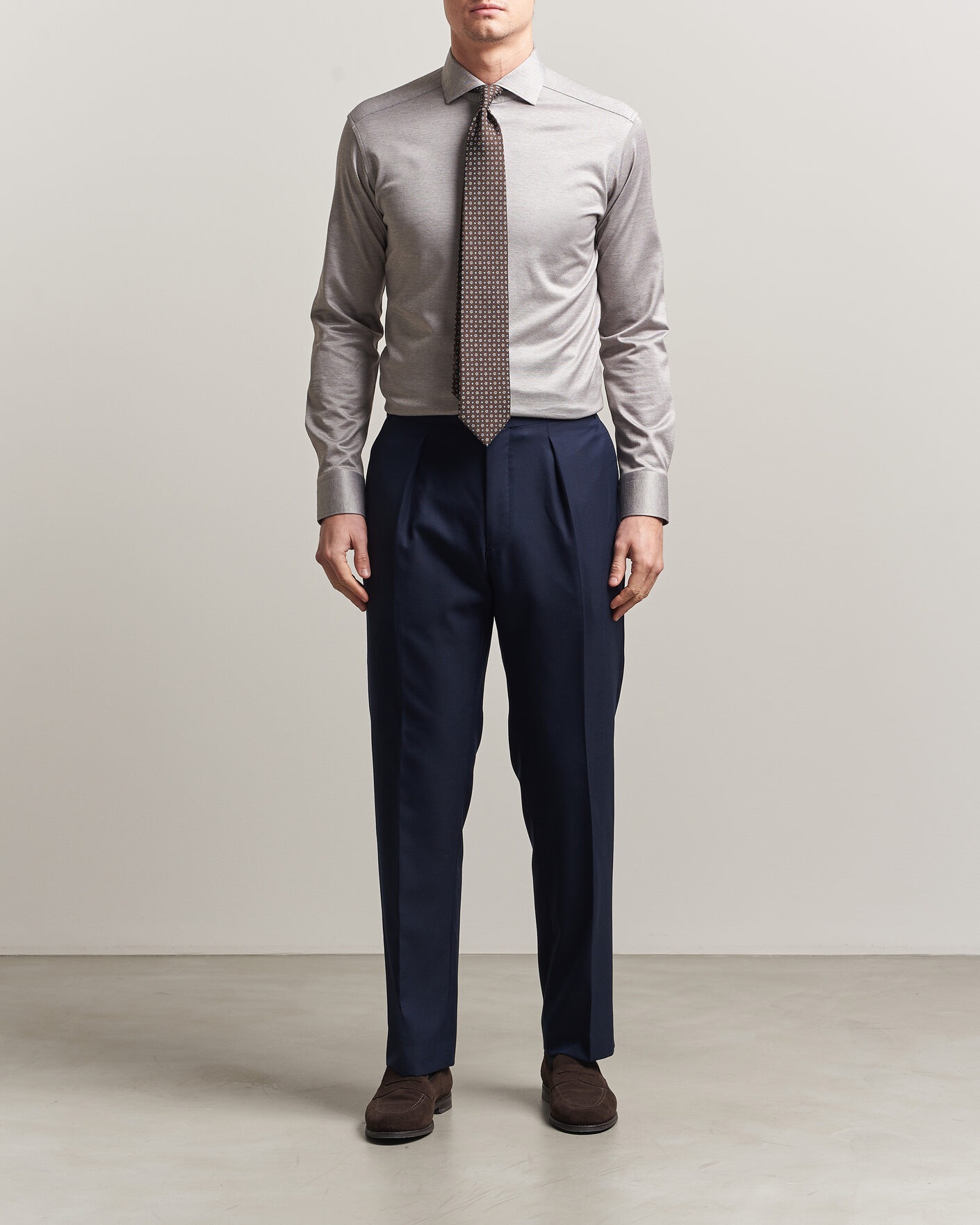 Uomini | Camicie | Eton | Filo di Scozia Knitted Shirt Brown