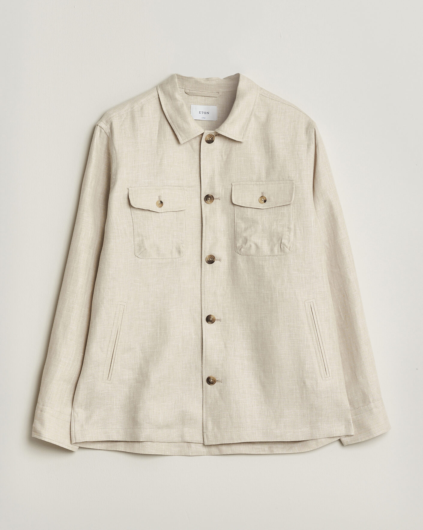 Uomini | Giacche | Eton | Four Pocket Linen Lyocell Shirt Jacket Off White