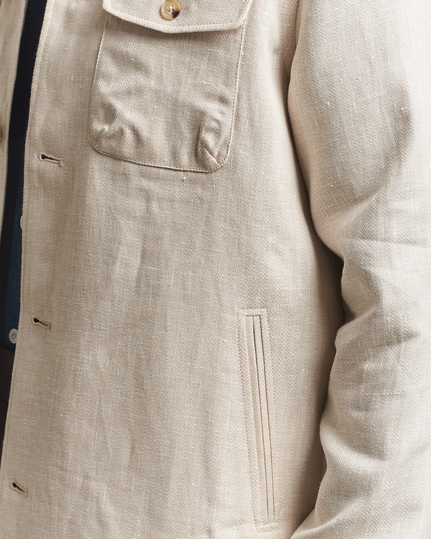 Uomini | Giacche | Eton | Four Pocket Linen Lyocell Shirt Jacket Off White