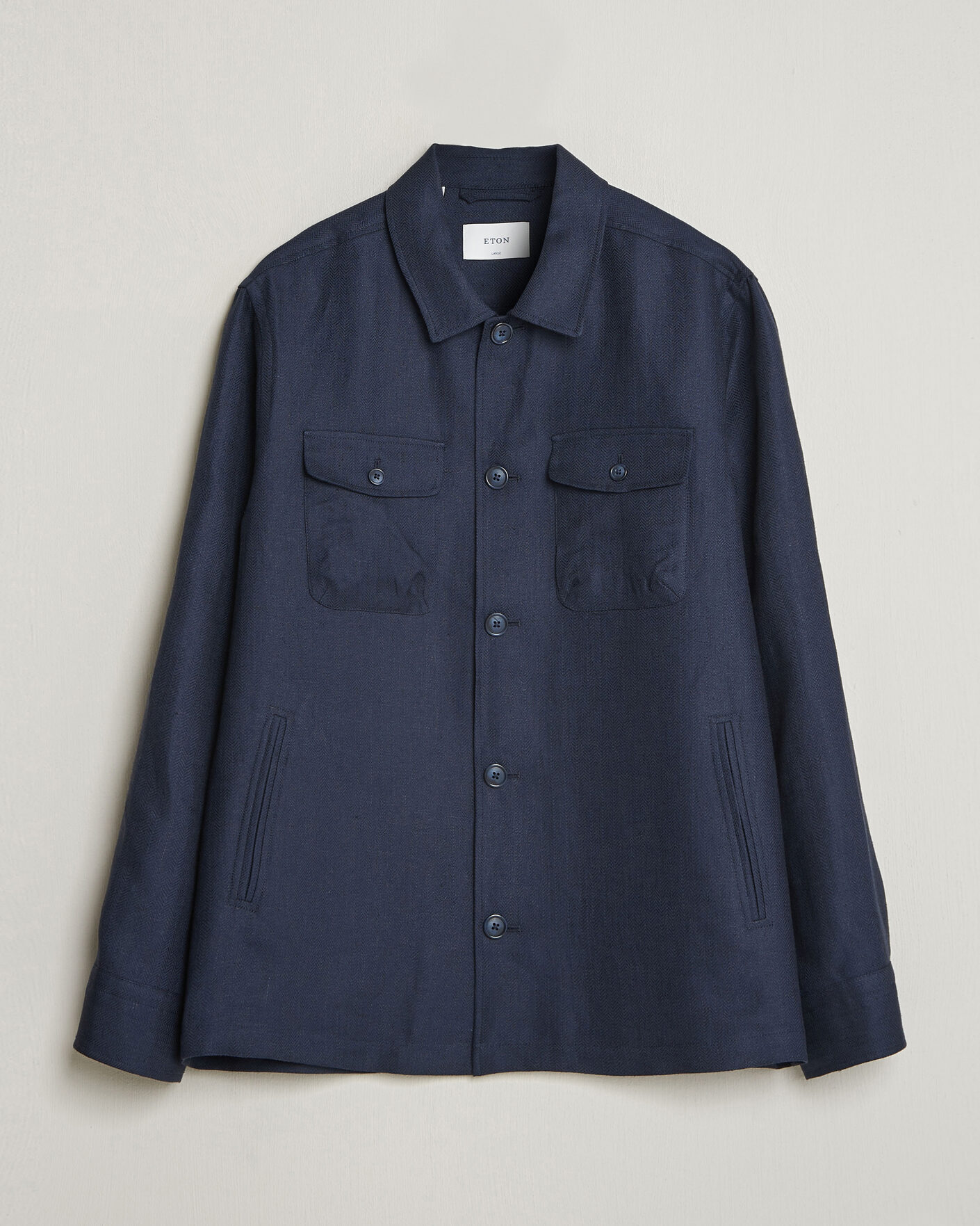 Uomini | Giacche | Eton | Four Pocket Linen Lyocell Shirt Jacket Navy Blue