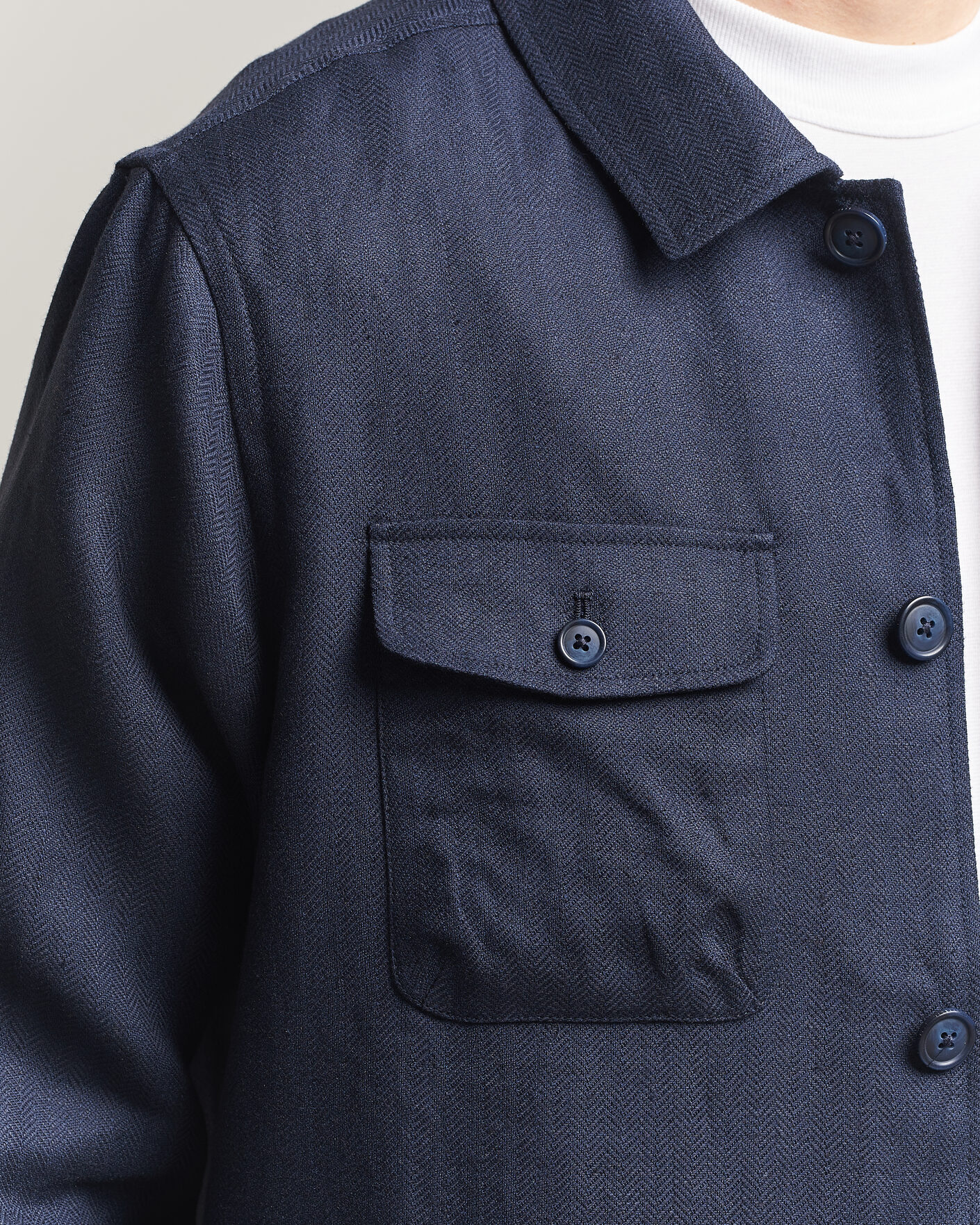 Uomini | Giacche | Eton | Four Pocket Linen Lyocell Shirt Jacket Navy Blue