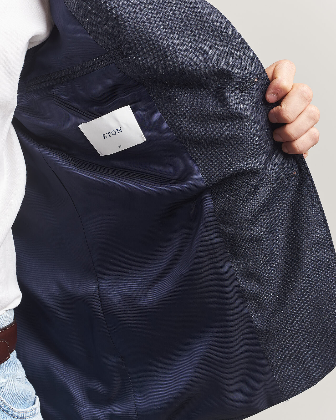 Uomini | Blazers | Eton | Wool Silk Soft Blazer Navy Blue