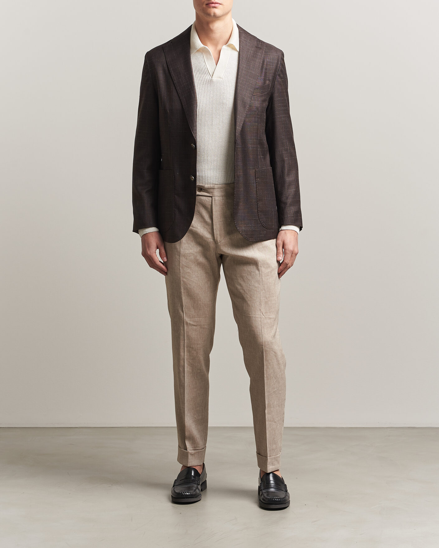 Uomini | Blazers | Eton | Wool Silk Soft Blazer Dark Brown