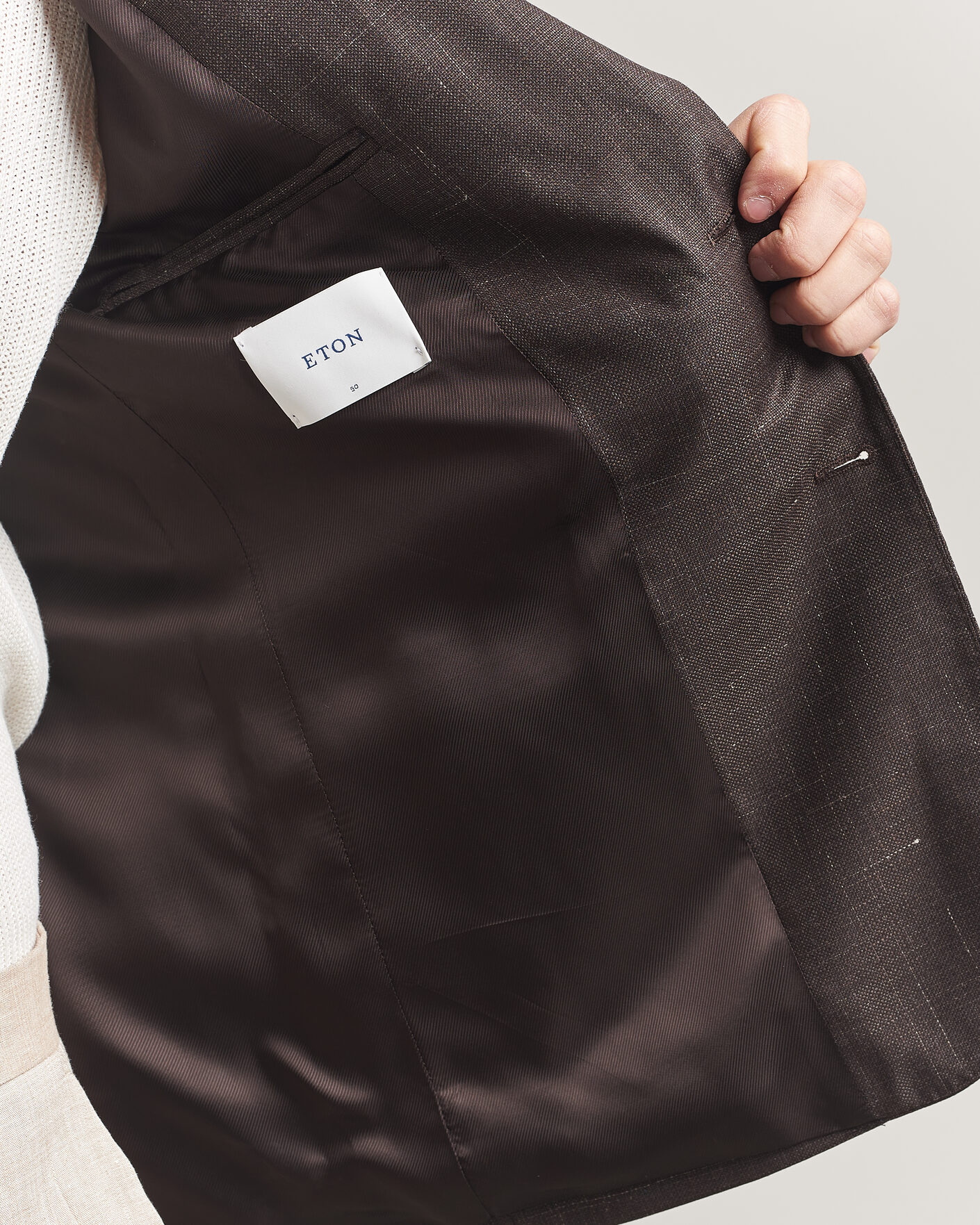Uomini | Blazers | Eton | Wool Silk Soft Blazer Dark Brown