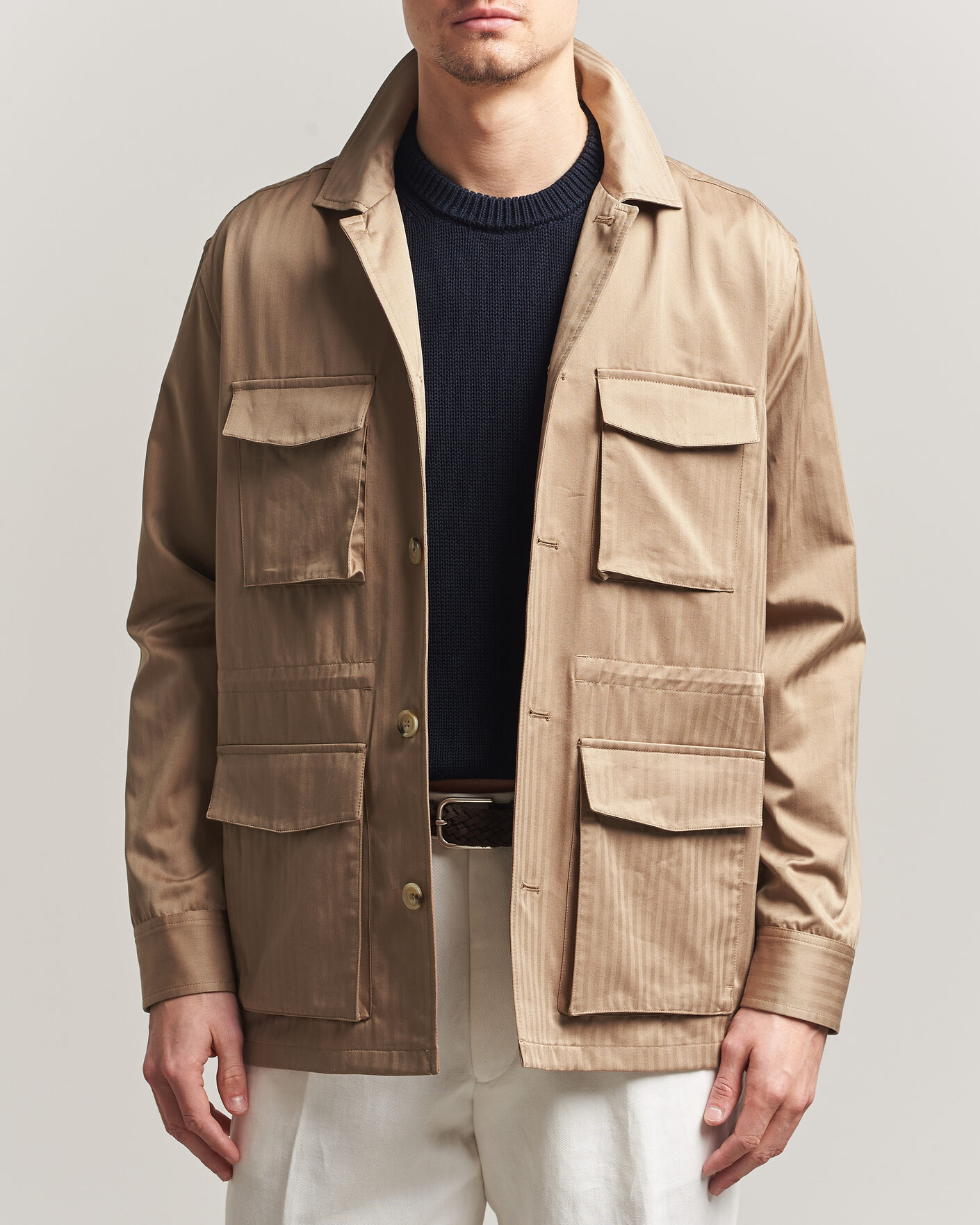 Uomini | Giacche | Eton | Cotton Safari Drawstring Jacket Beige