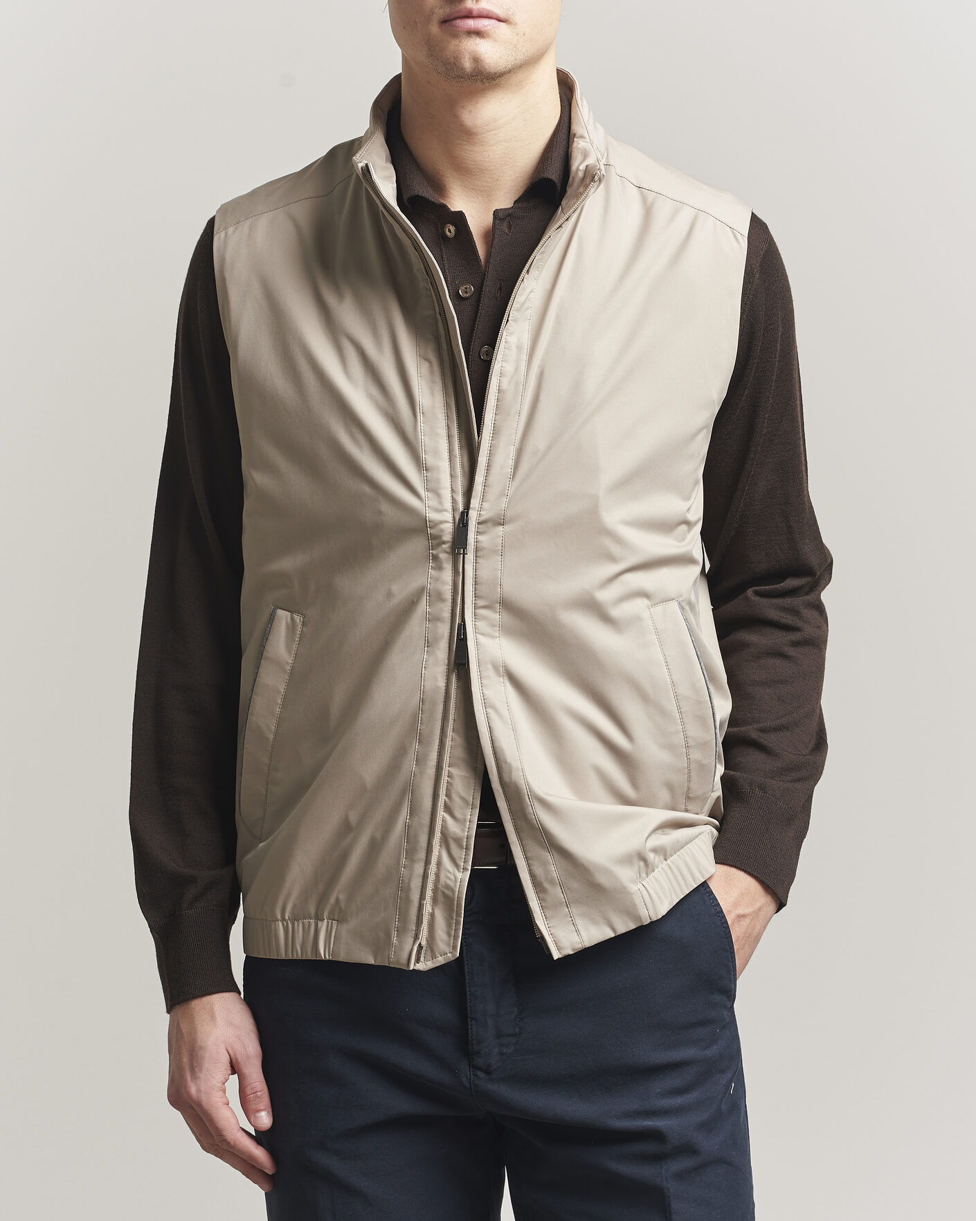 Uomini | Gilet | Eton | Lightweight Wind Vest Beige