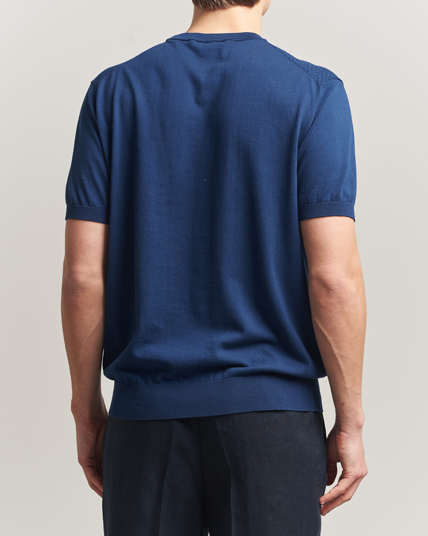 Uomini | T-shirt | Eton | Cotton Knitted Crew Neck T-Shirt Navy Blue
