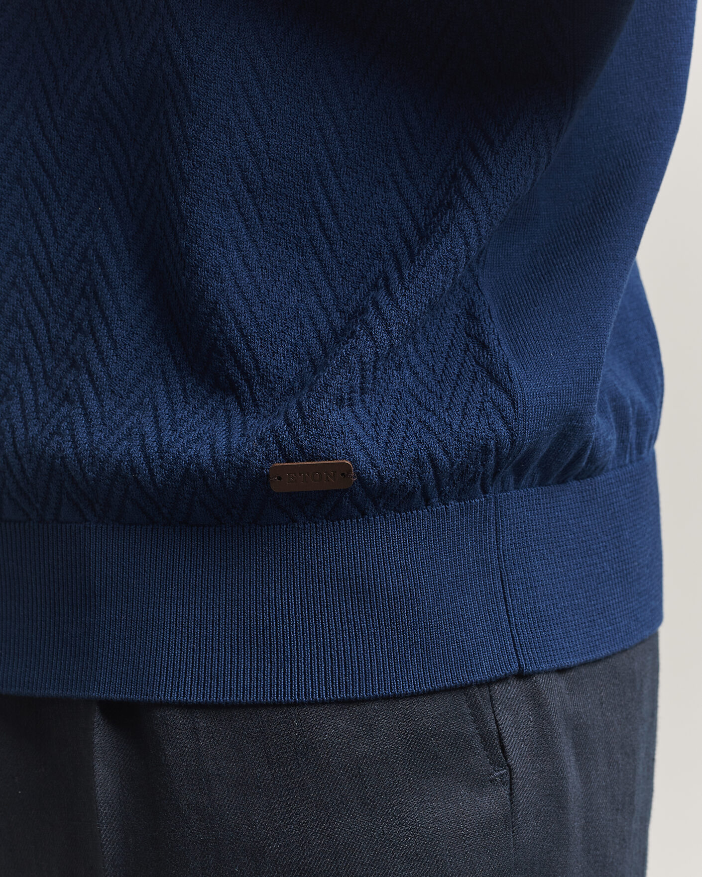 Uomini | T-shirt | Eton | Cotton Knitted Crew Neck T-Shirt Navy Blue