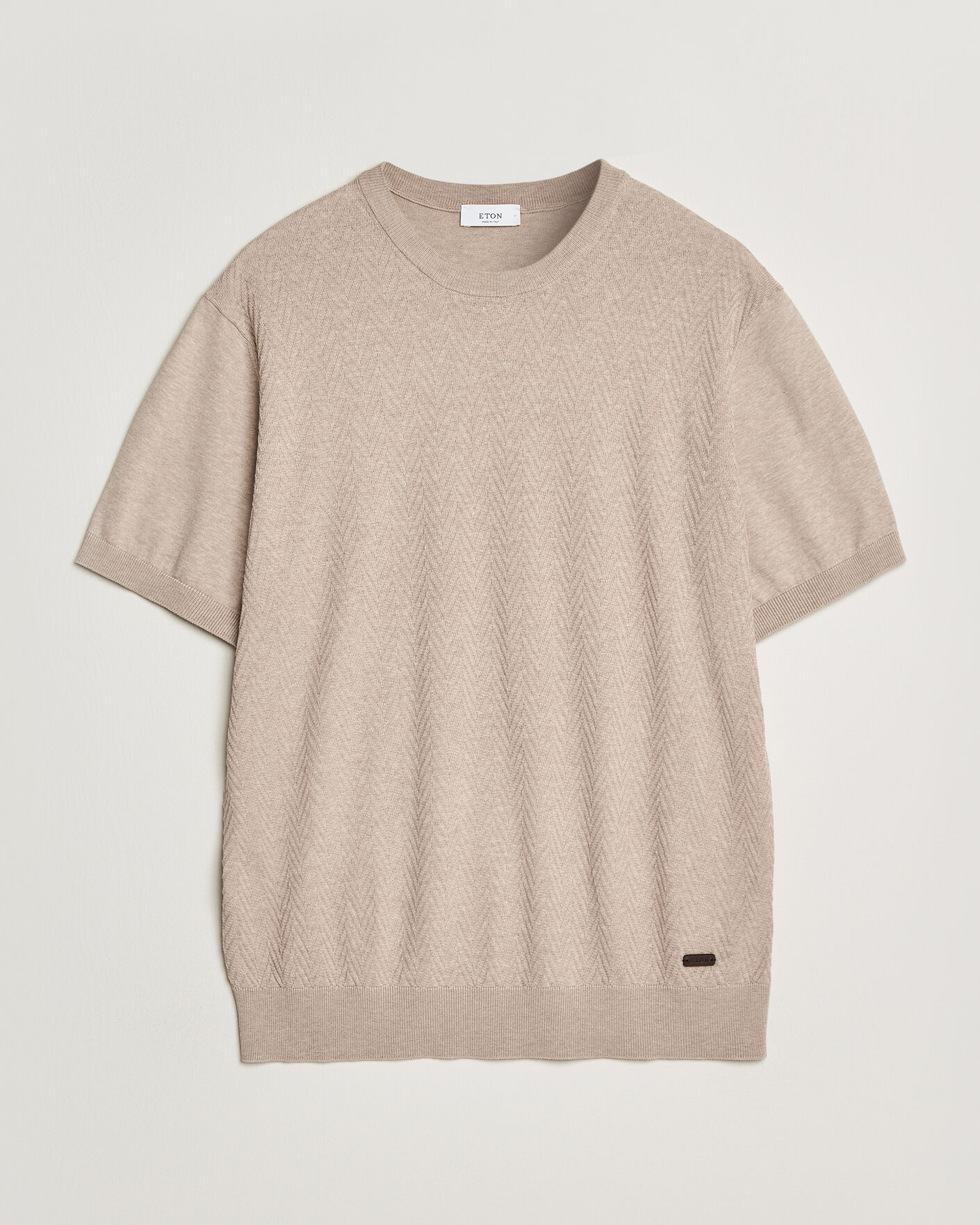 Uomini | T-shirt | Eton | Cotton Knitted Crew Neck T-Shirt Beige
