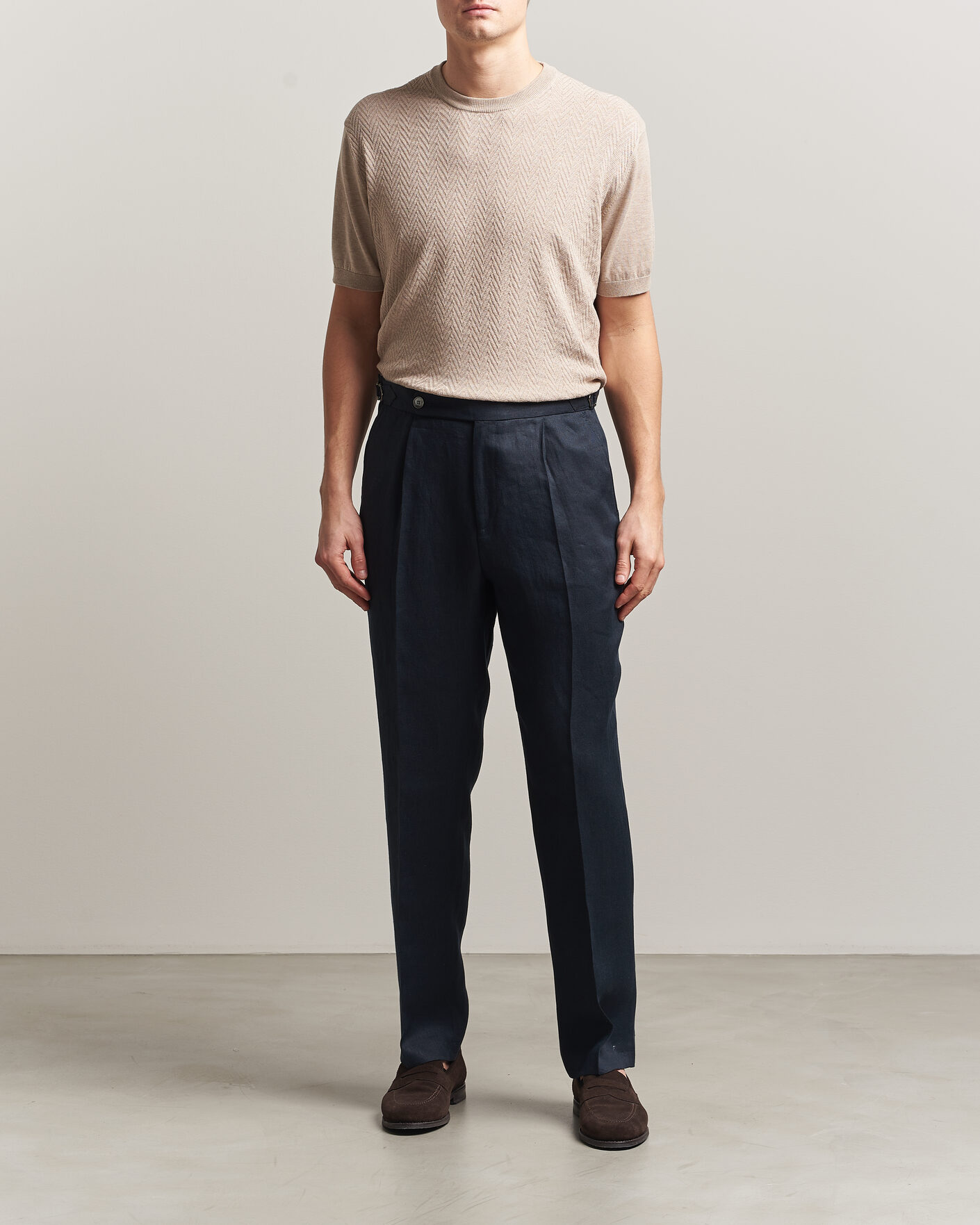 Uomini | T-shirt | Eton | Cotton Knitted Crew Neck T-Shirt Beige