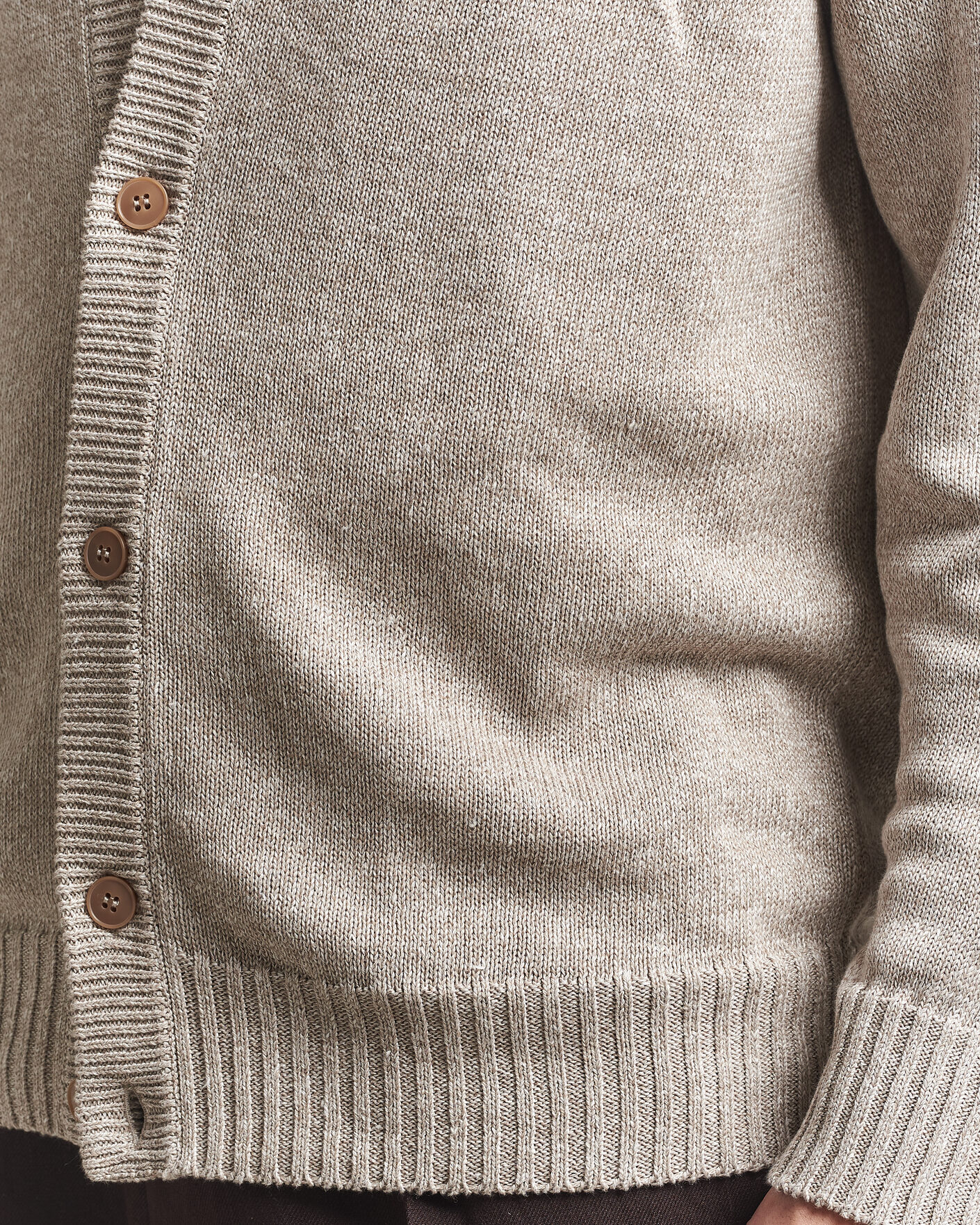 Uomini | Maglieria | Eton | Cotton Linen Knitted Cardigan Beige