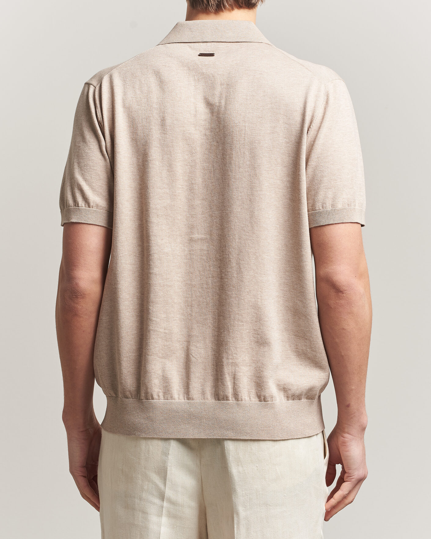Uomini | Camicie | Eton | Cotton Structured Knitted Short Sleeve Shirt Beige