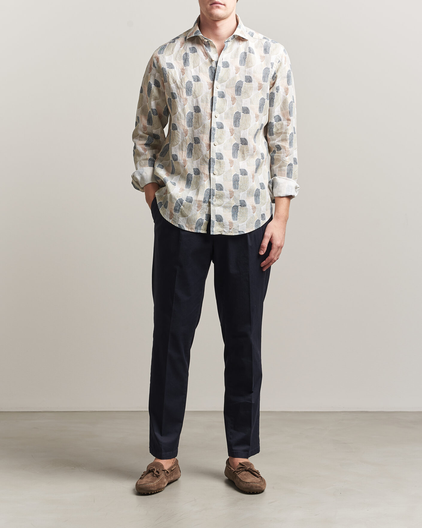 Uomini | Camicie | Eton | Casual Fit Printed Linen Shirt Multi